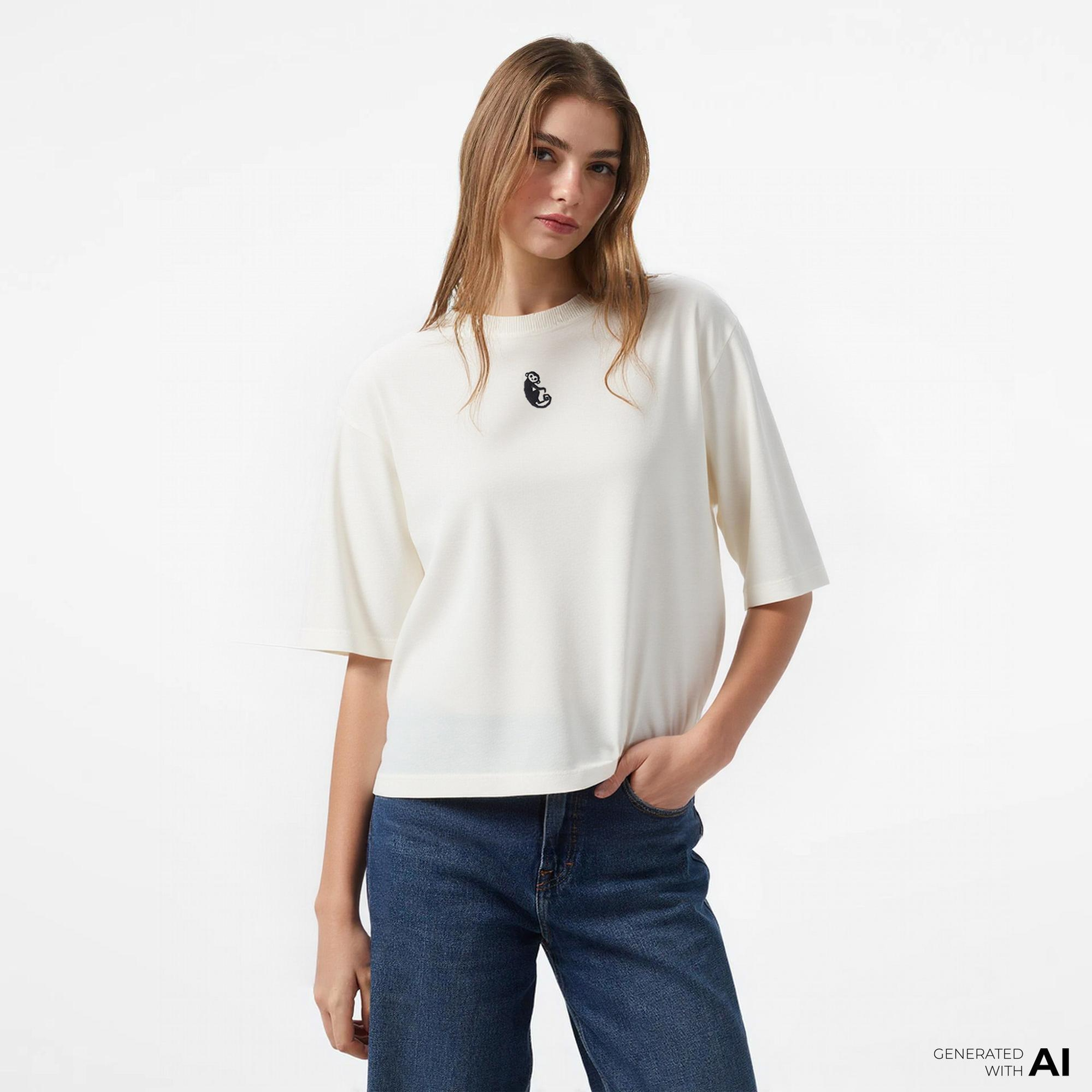 UNITED4 x Monkey Project 7 Rules Unisex Beyaz T-Shirt