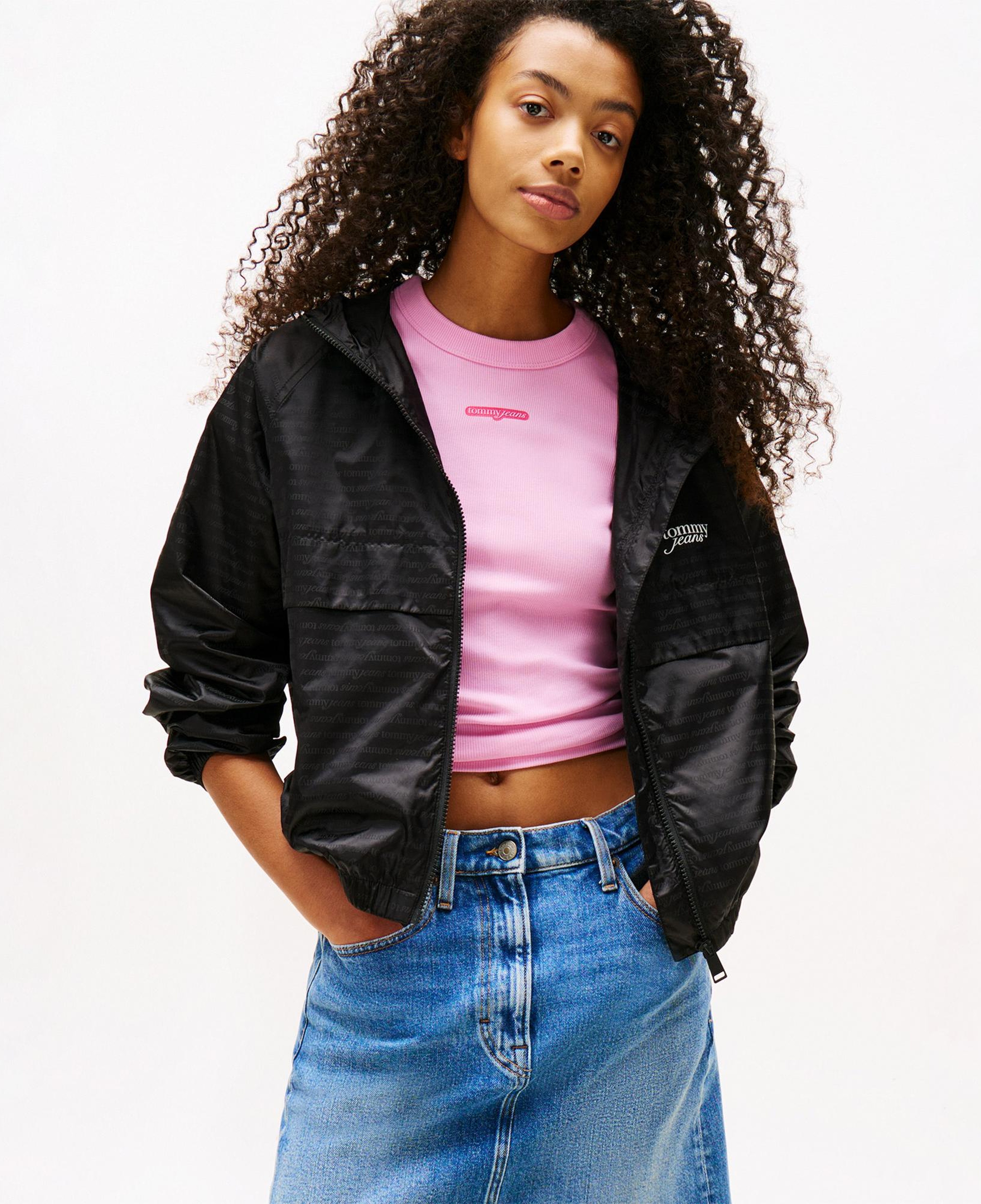 Tommy Hilfiger Repeat Logo Water Repellant Kadın Siyah Ceket