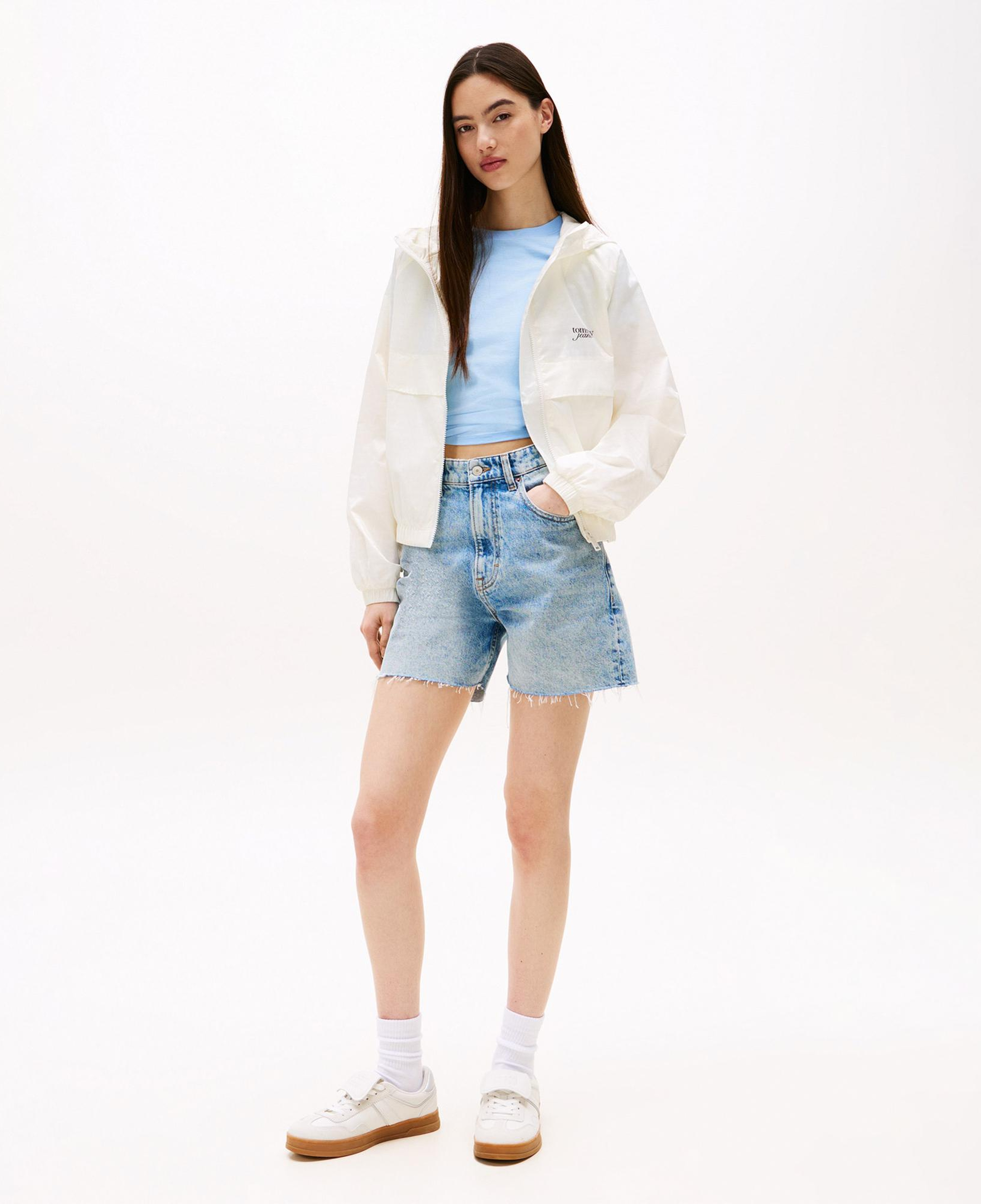 Tommy Hilfiger Repeat Logo Water Repellant Kadın Beyaz Ceket