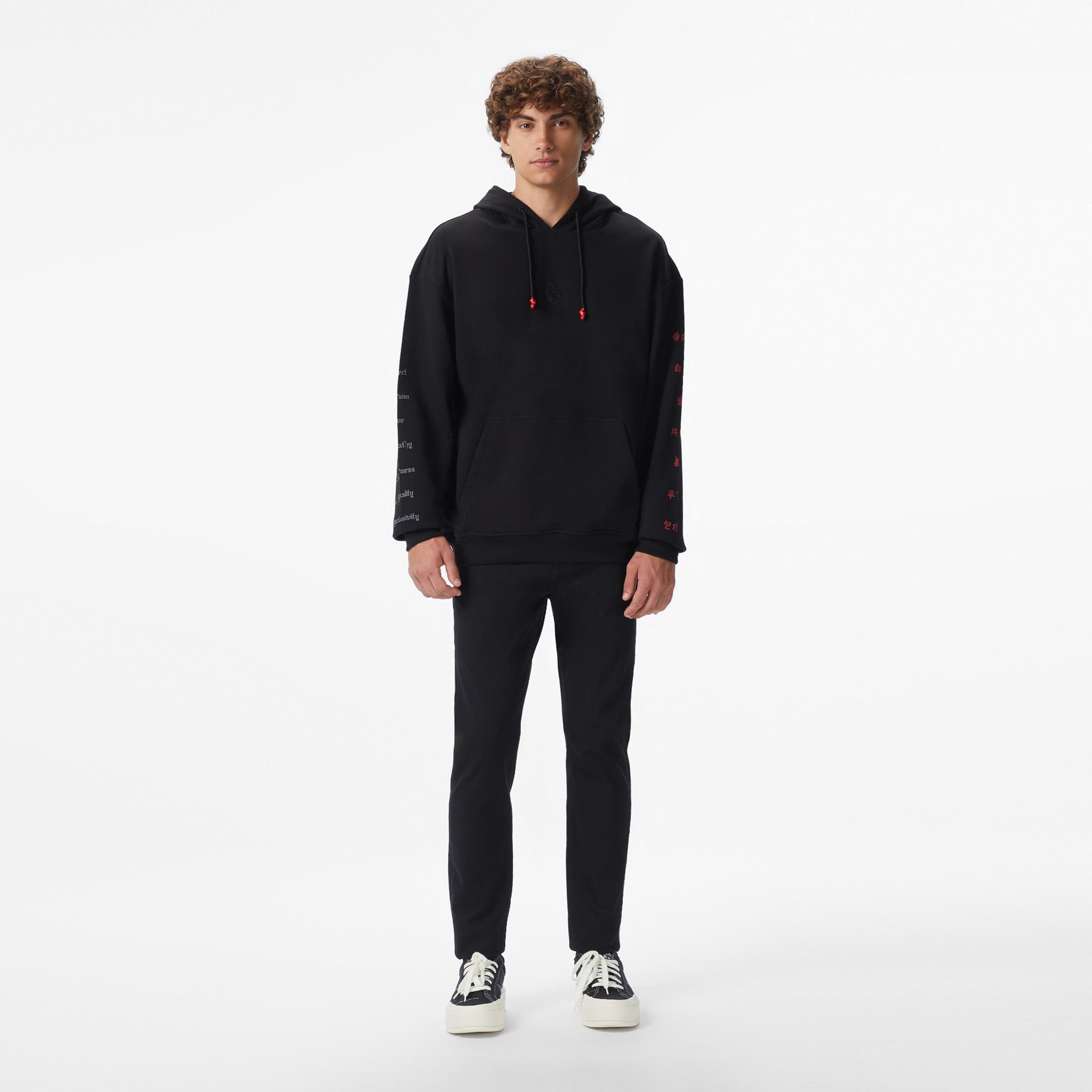 UNITED4 x Monkey Project 7 Rules Unisex Siyah Sweatshirt