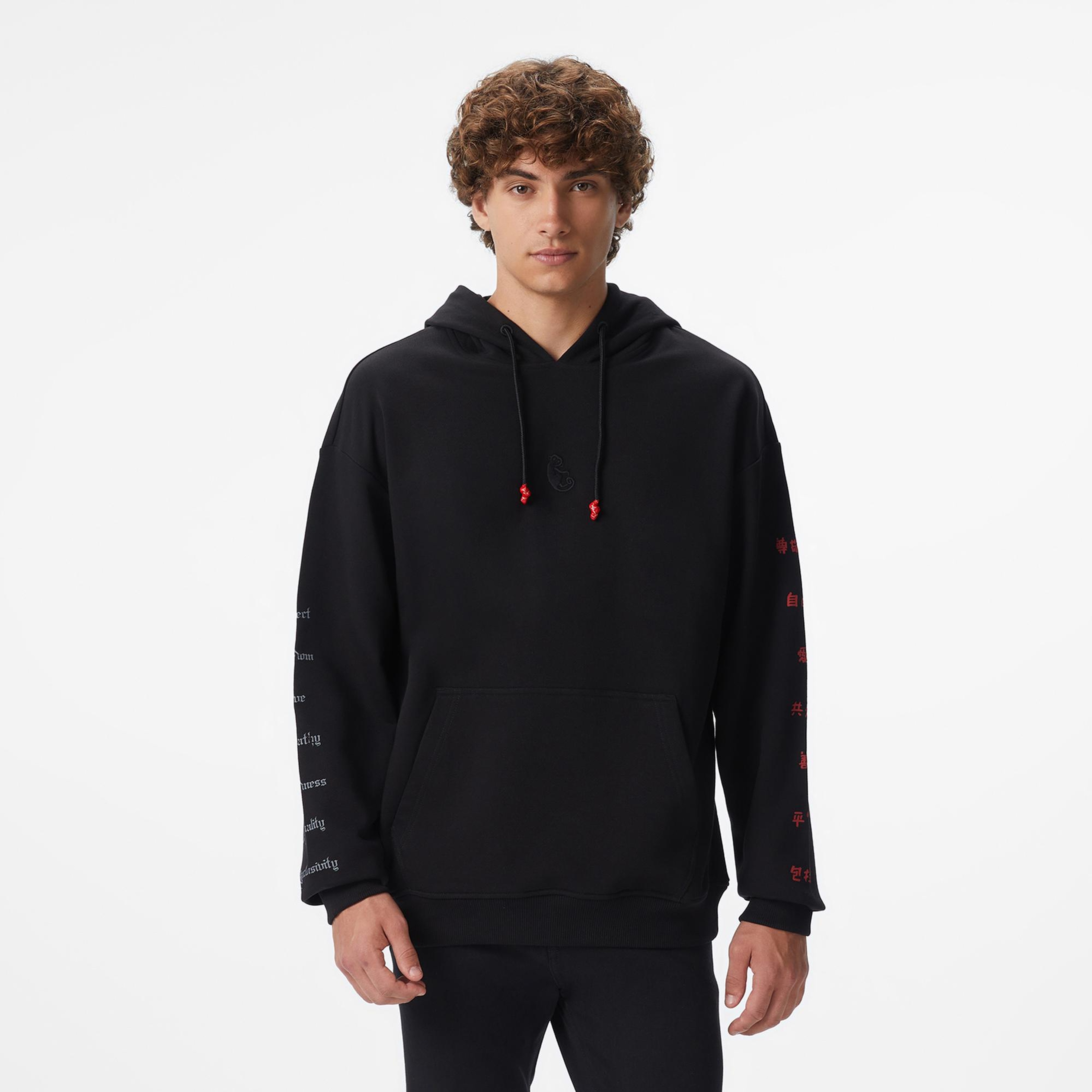 UNITED4 x Monkey Project 7 Rules Unisex Siyah Sweatshirt