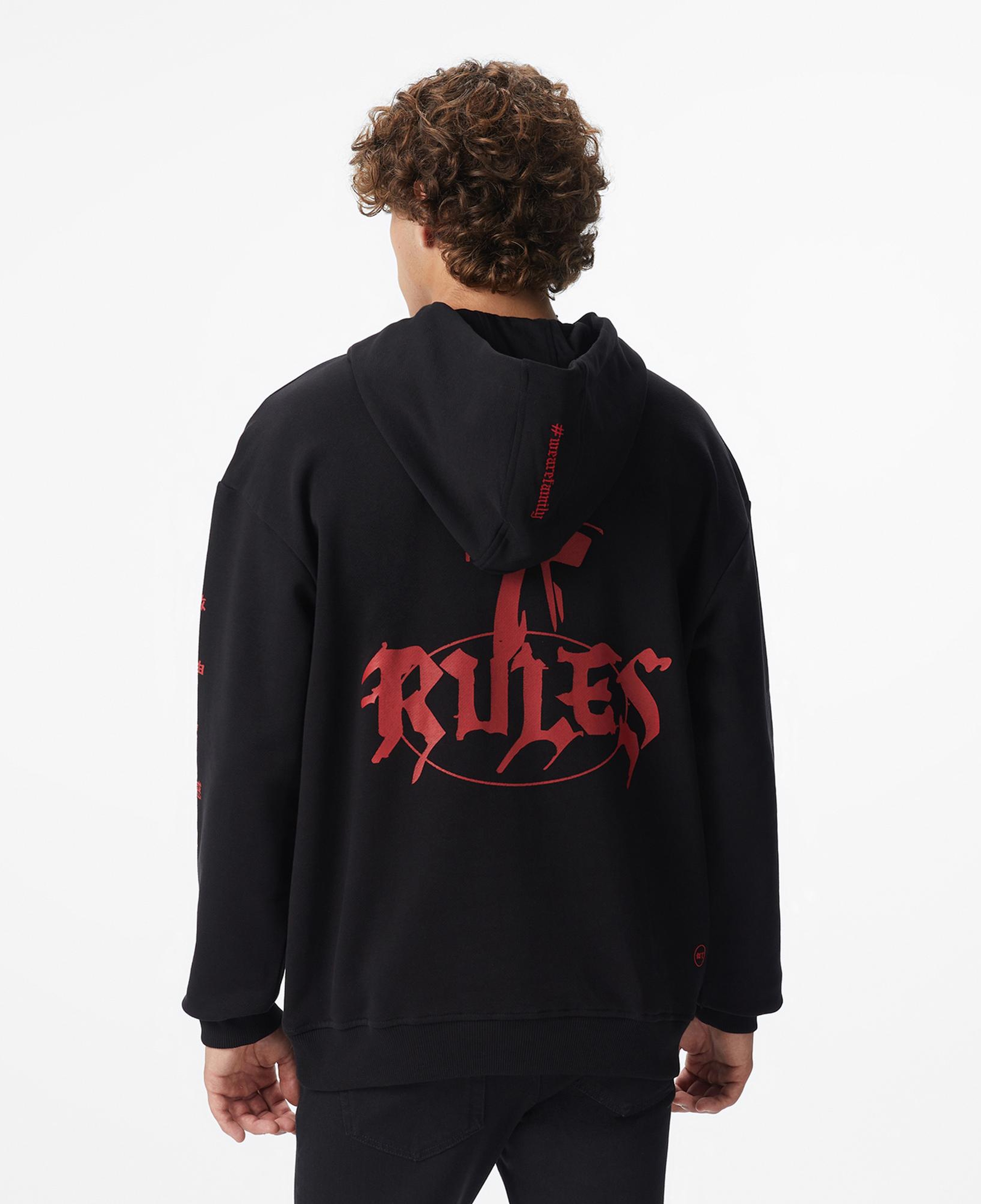 UNITED4 x Monkey Project 7 Rules Unisex Siyah Sweatshirt