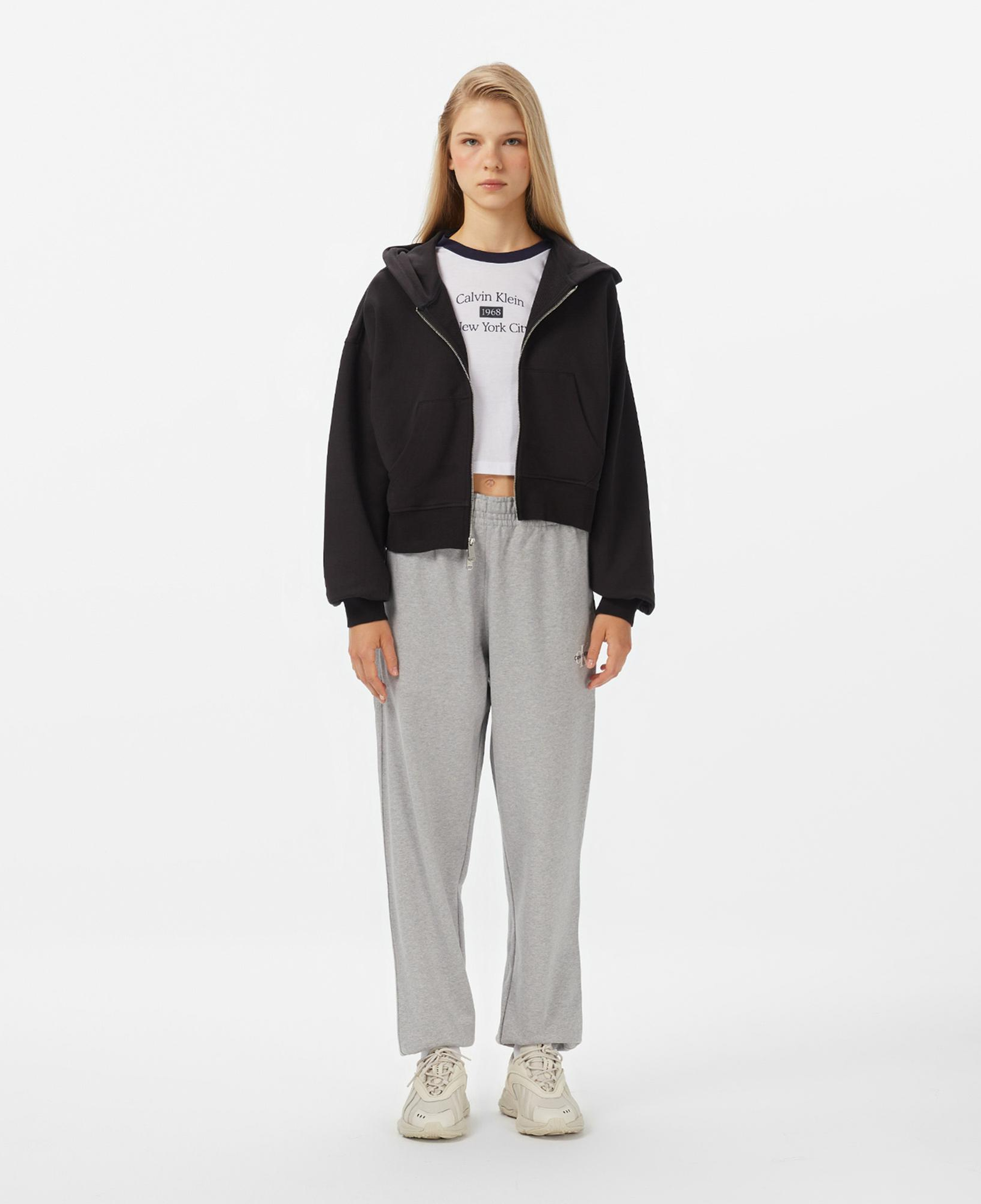 Calvin Klein French Terry Badge Logo Kadın Siyah Sweatshirt