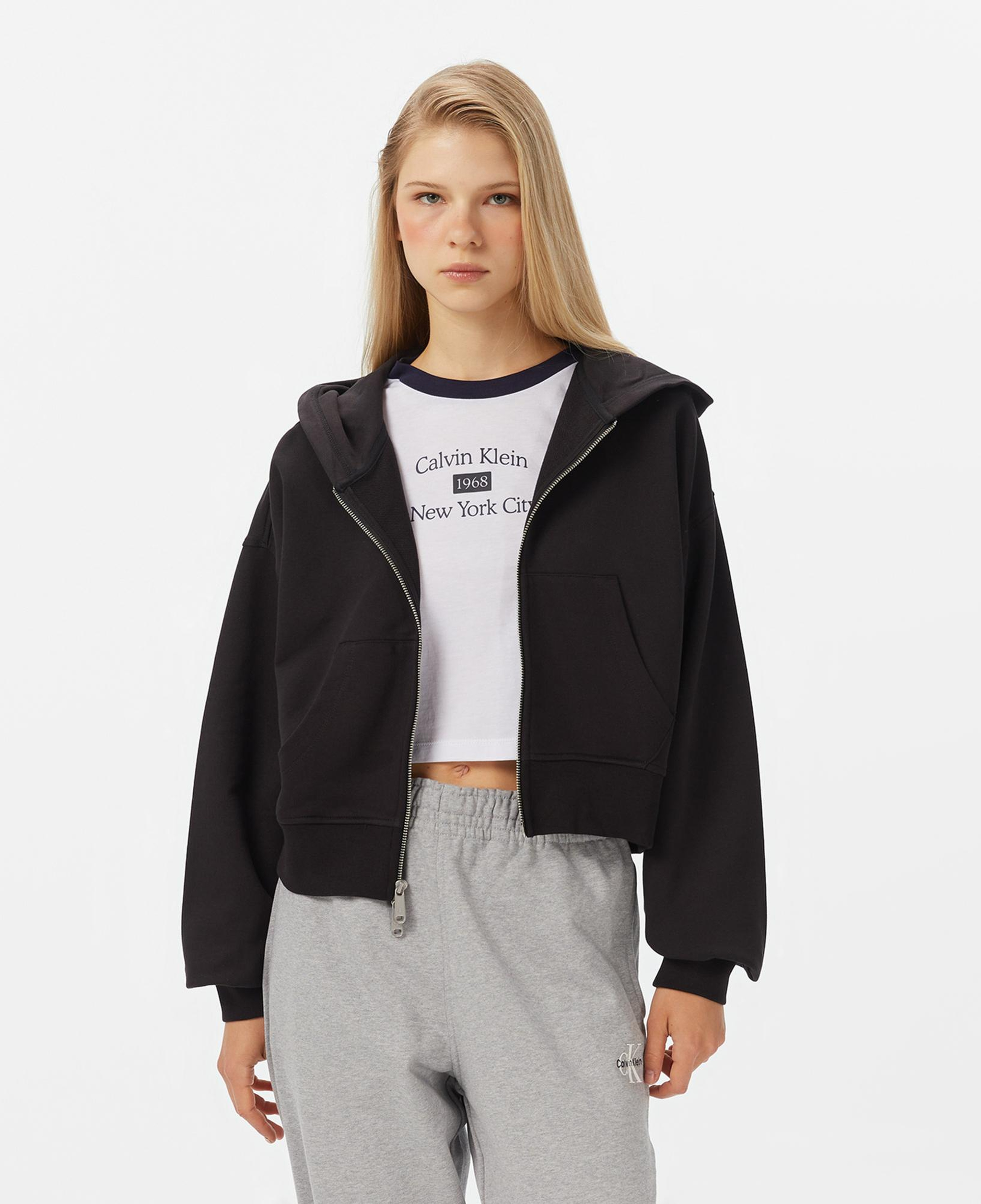 Calvin Klein French Terry Badge Logo Kadın Siyah Sweatshirt