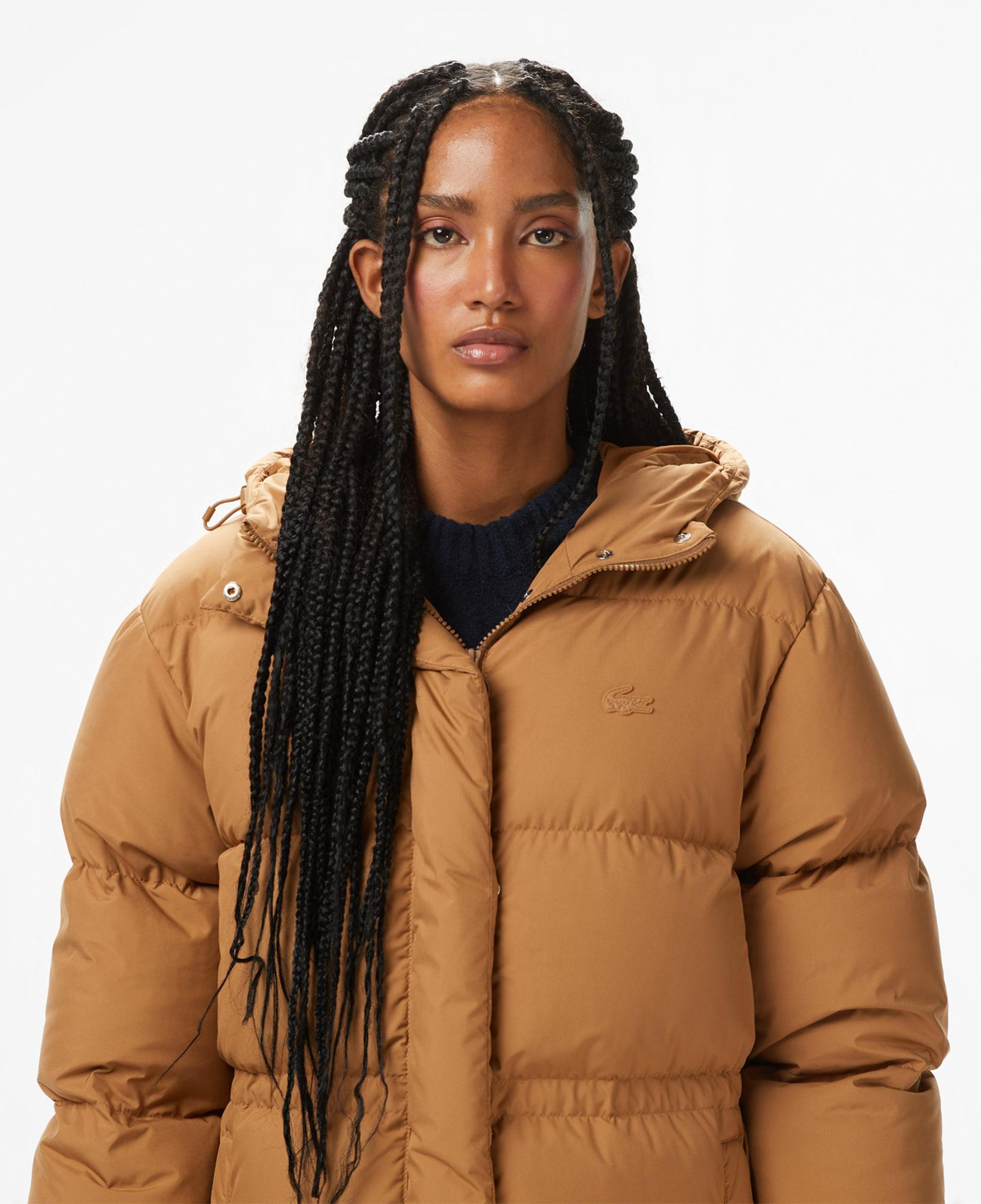 Lacoste Kadın Kapüşonlu Açık Kahverengi Mont