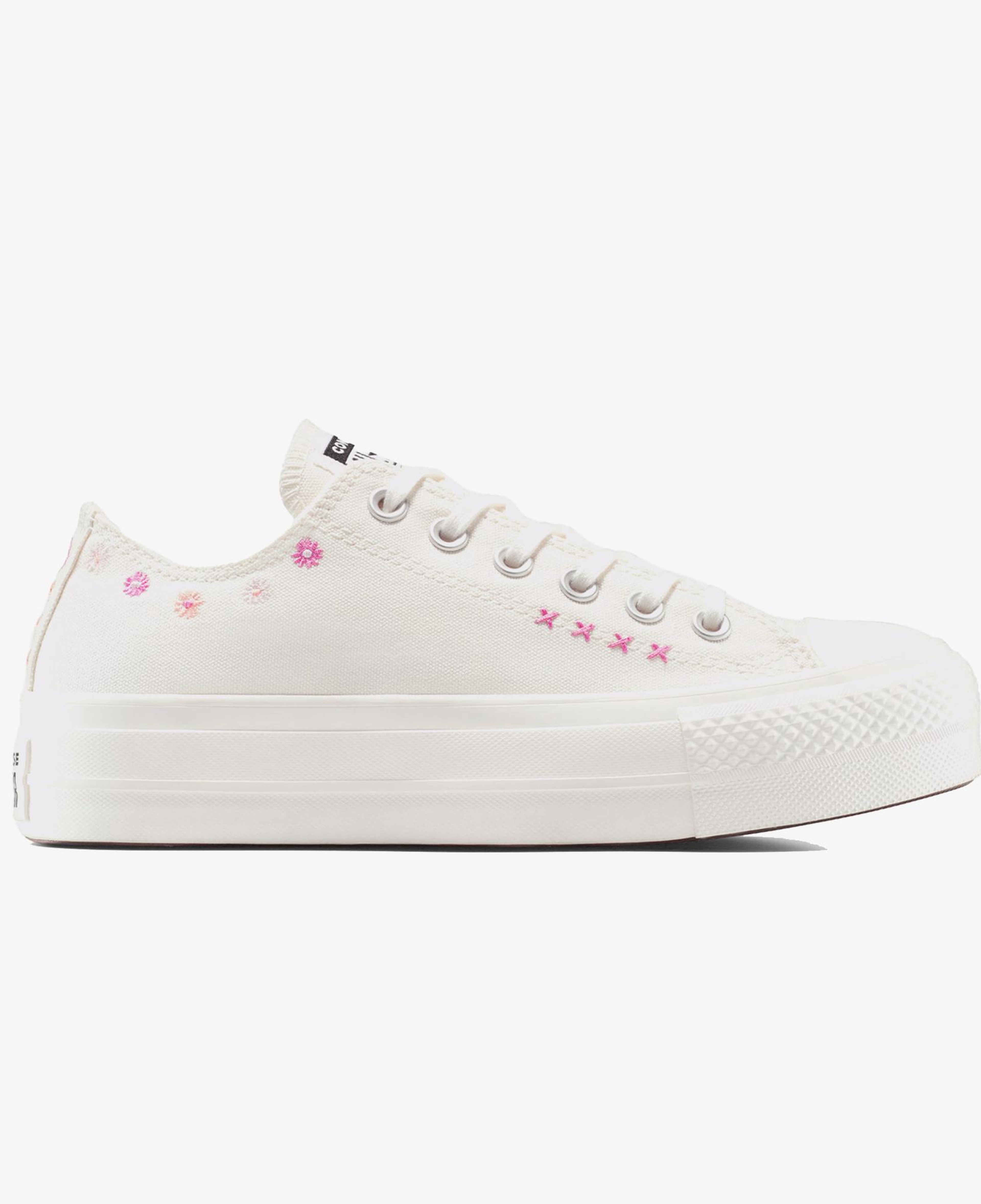 Convese Chuck Taylor All Star Lift Floral Embroidery Low Top Unisex Krem Sneaker