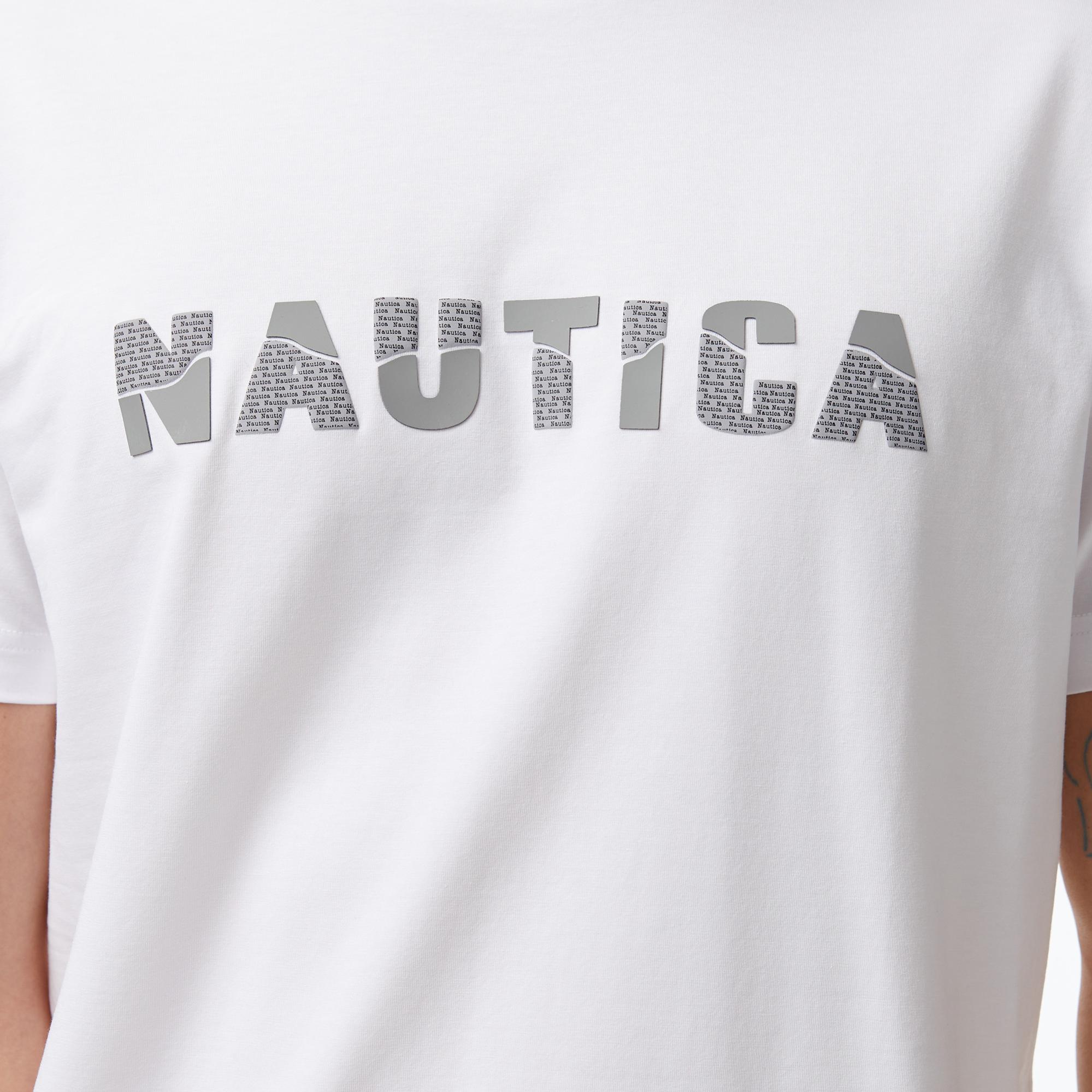 Nautica Erkek Beyaz Regular Fit Baskılı T-Shirt