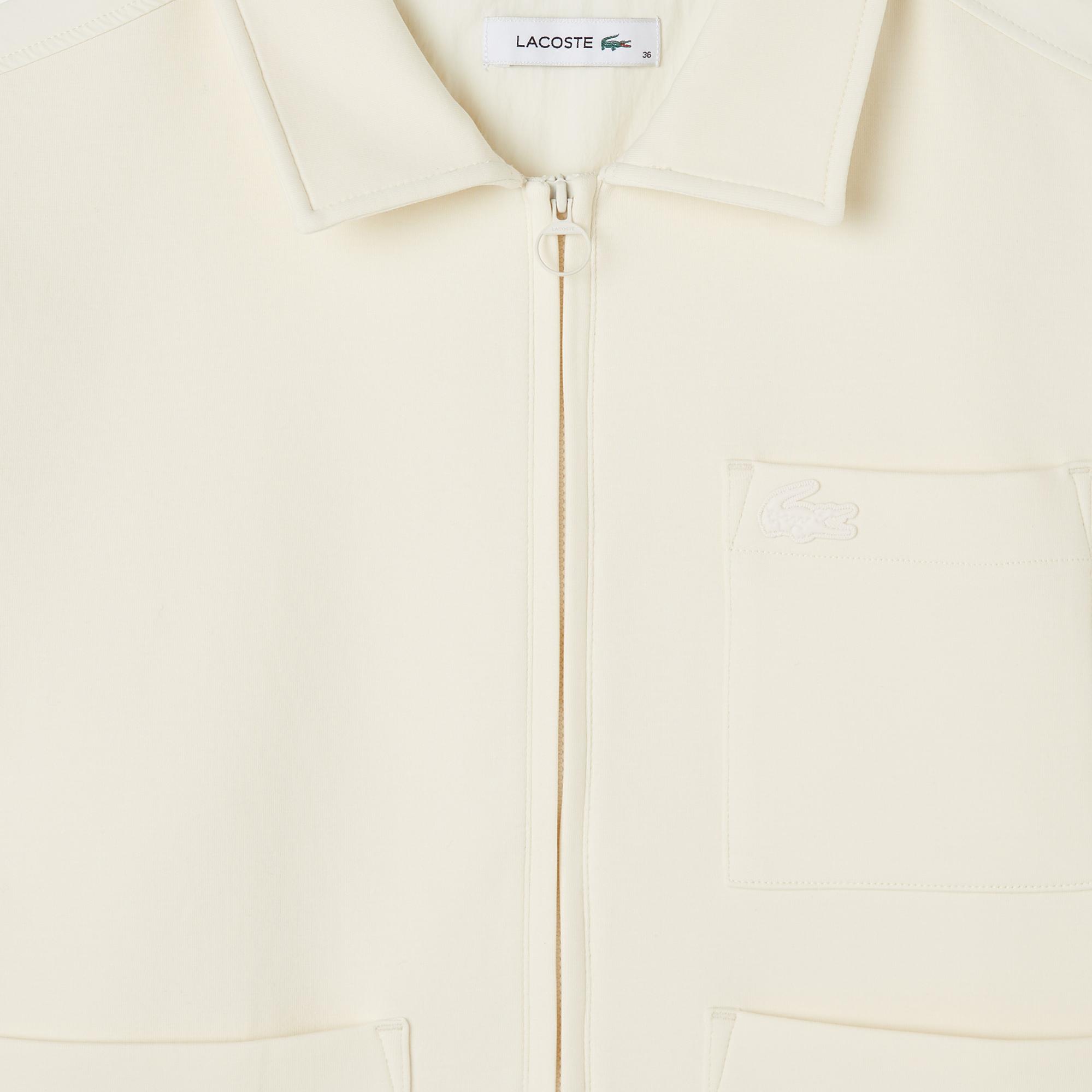 Lacoste Kadın Relaxed Fit Kapüşonlu Beyaz Ceket