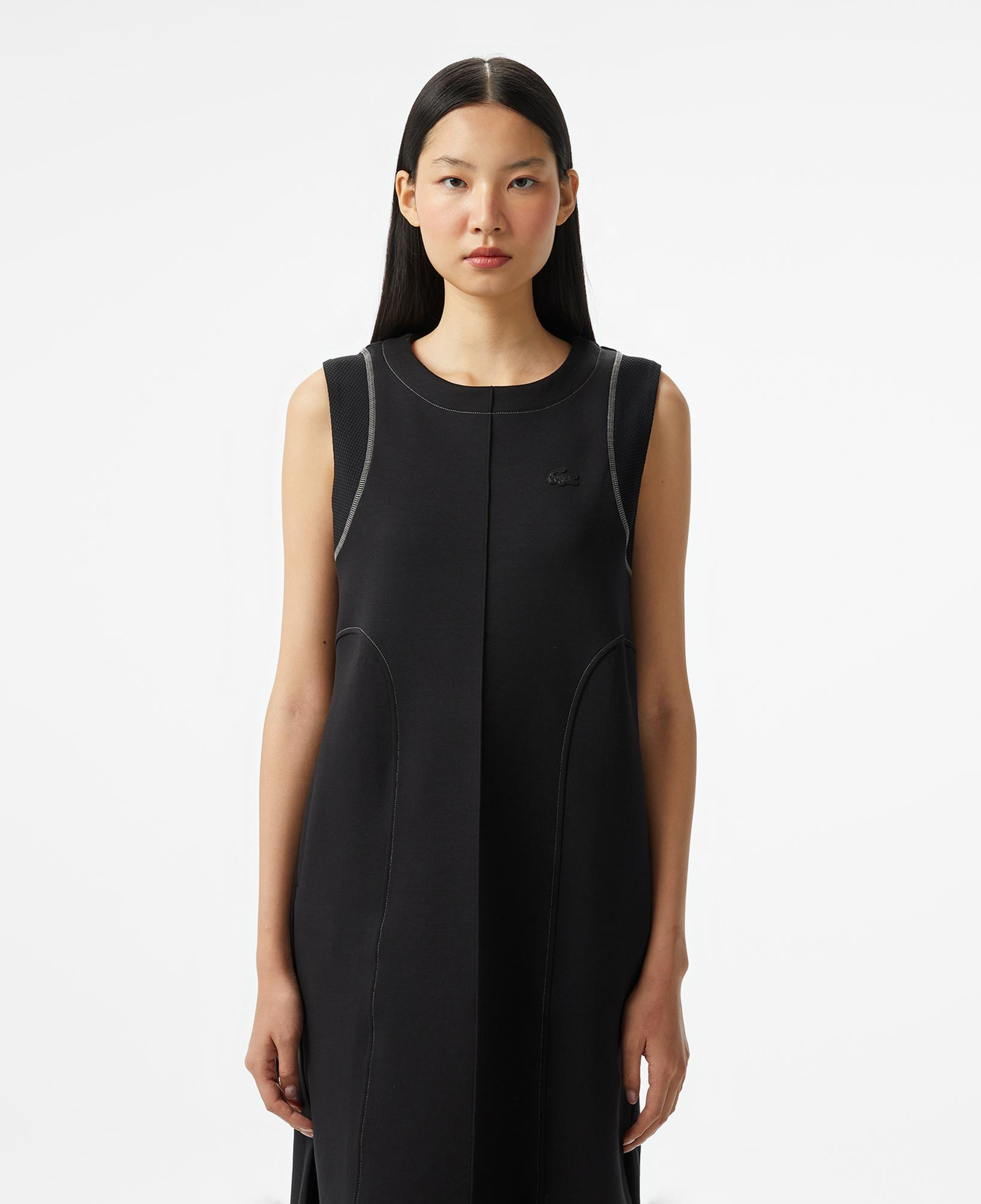 Lacoste Kadın Relaxed Fit Kolsuz Bisiklet Yaka Siyah Elbise