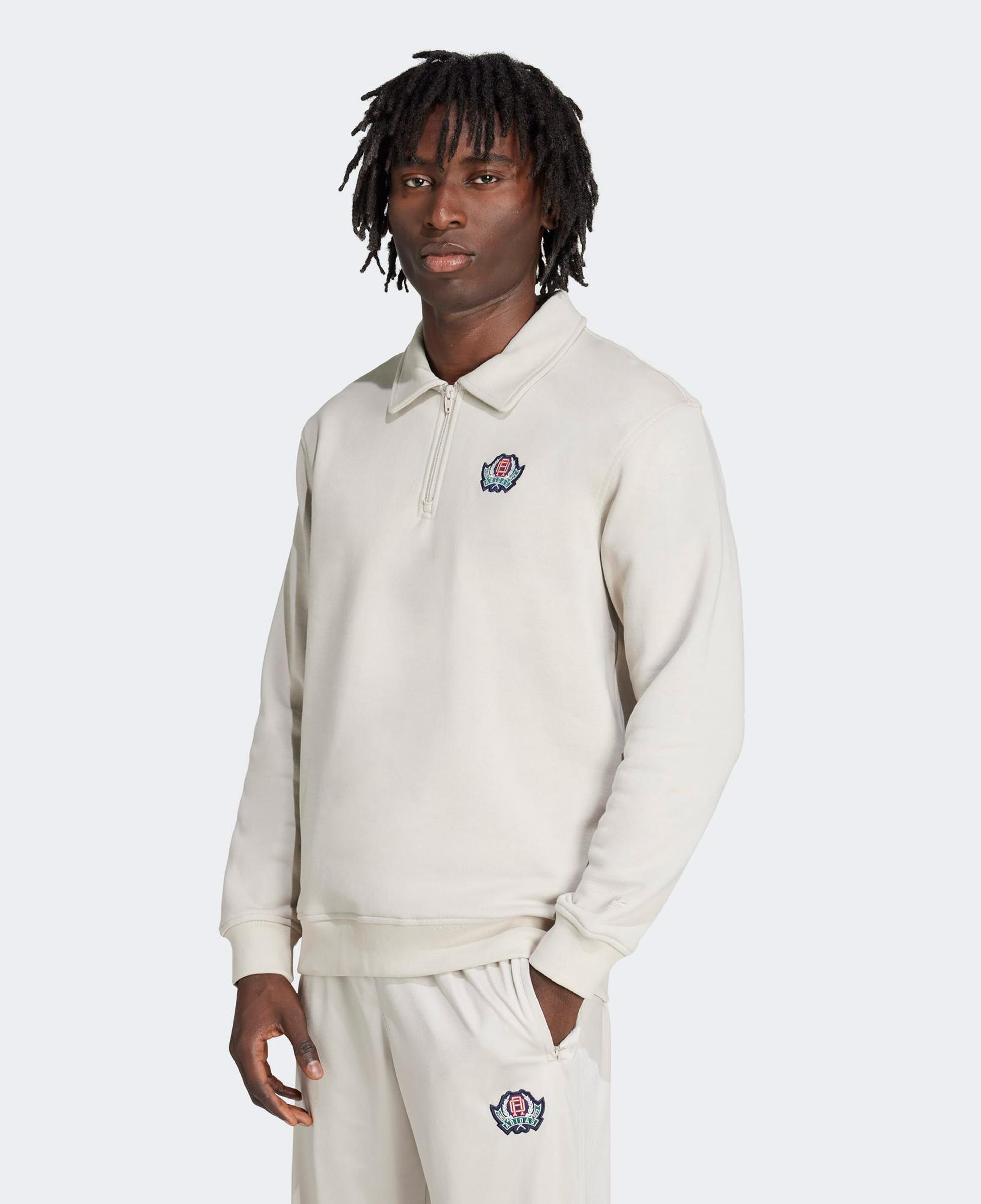 adidas Graphic Half Z Erkek Bej Sweatshirt