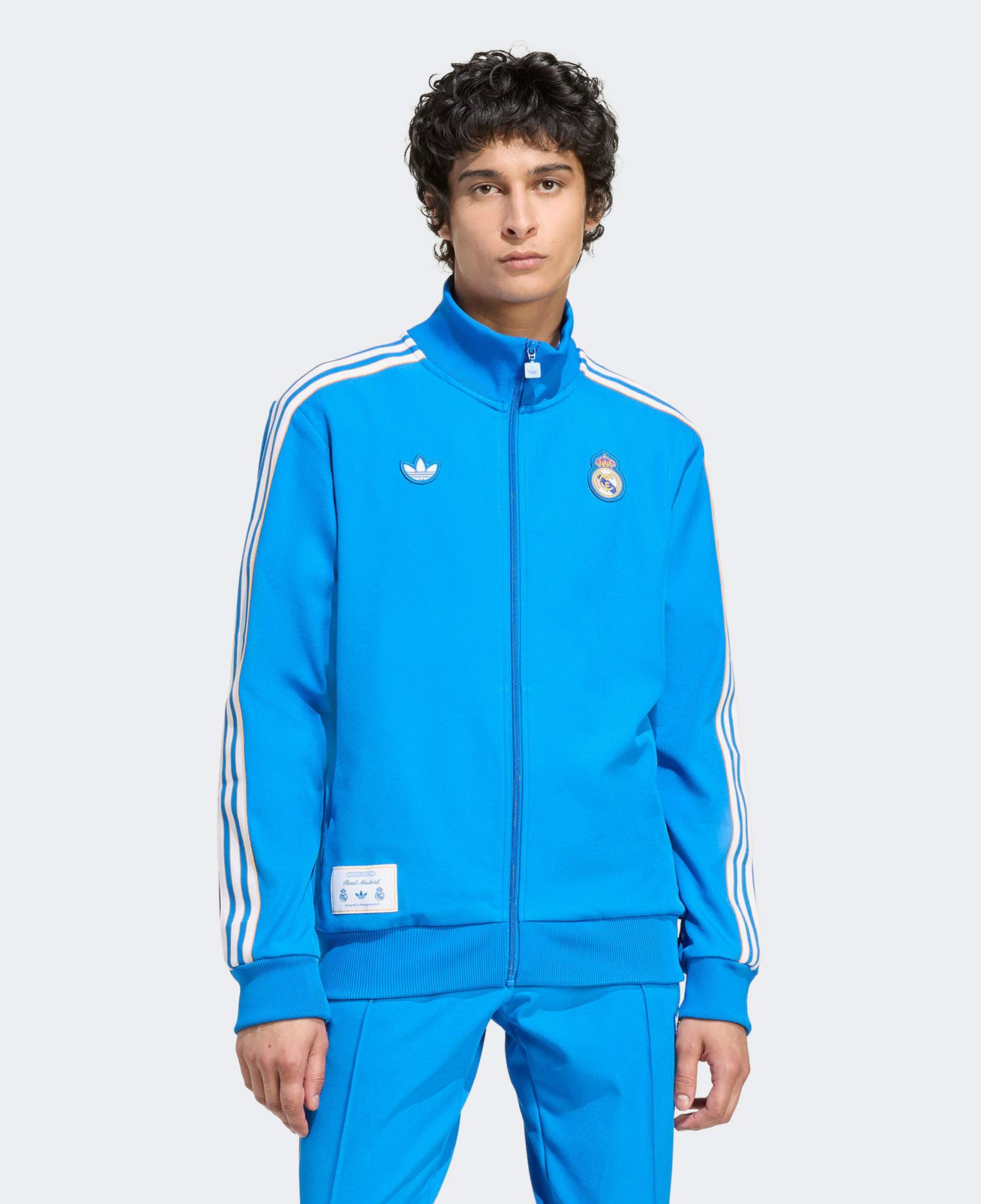 adidas Real Madrid Terrace Icons Erkek Mavi Fermuarlı Sweatshirt