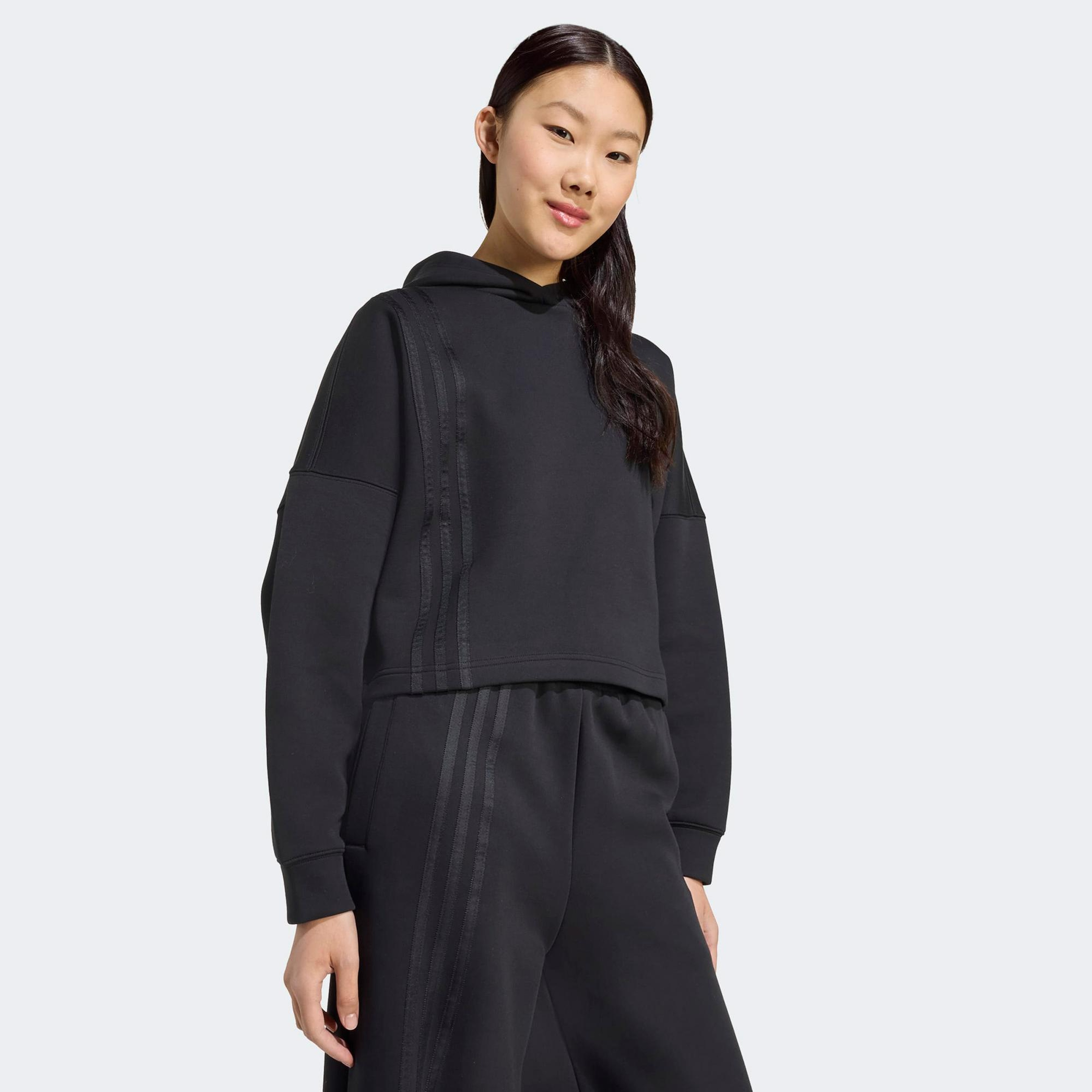adidas 3 Stripes Hoody Kadın Siyah Sweatshirt