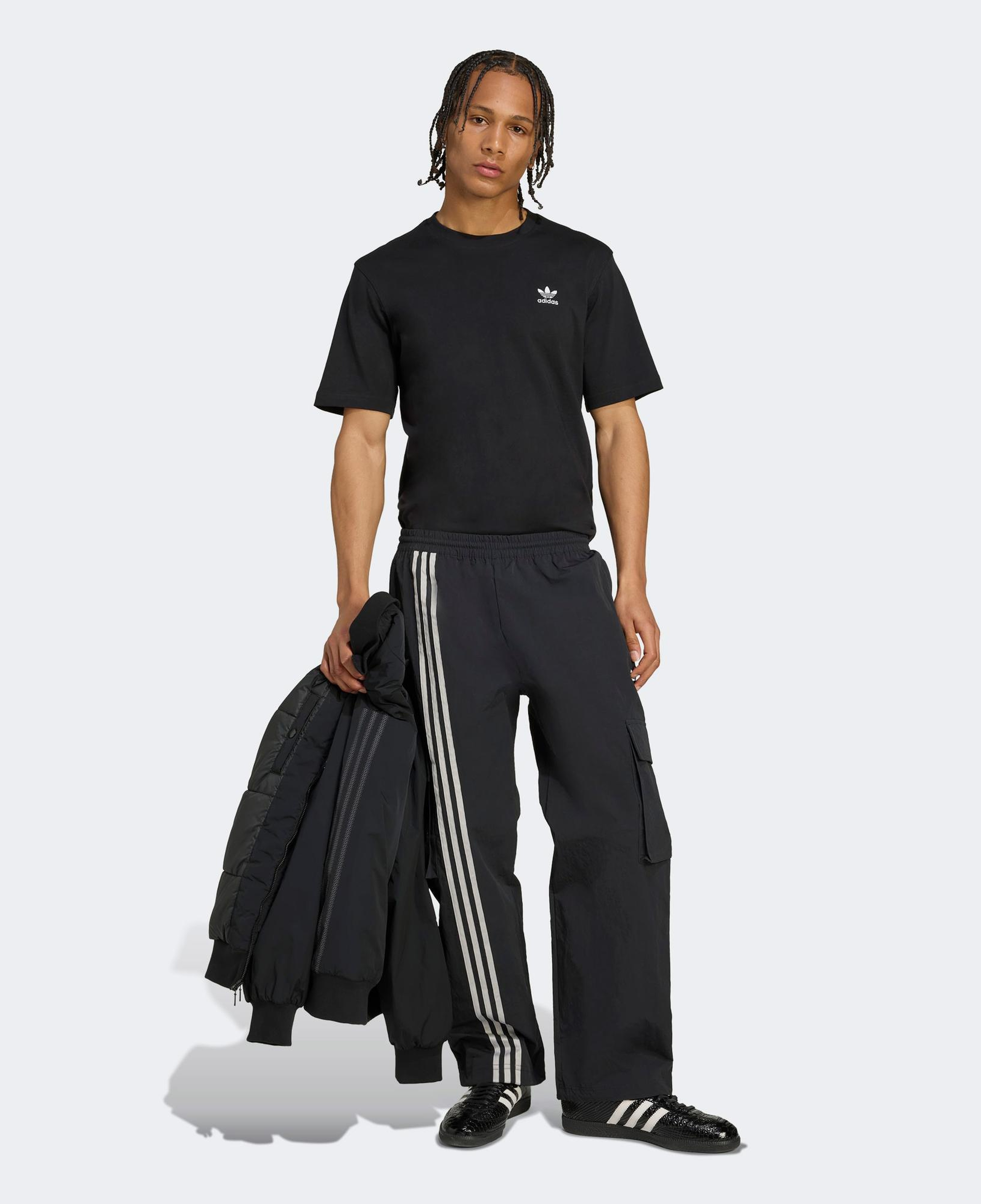 adidas Front Stripes Woven Kargo Erkek Siyah Eşofman Altı