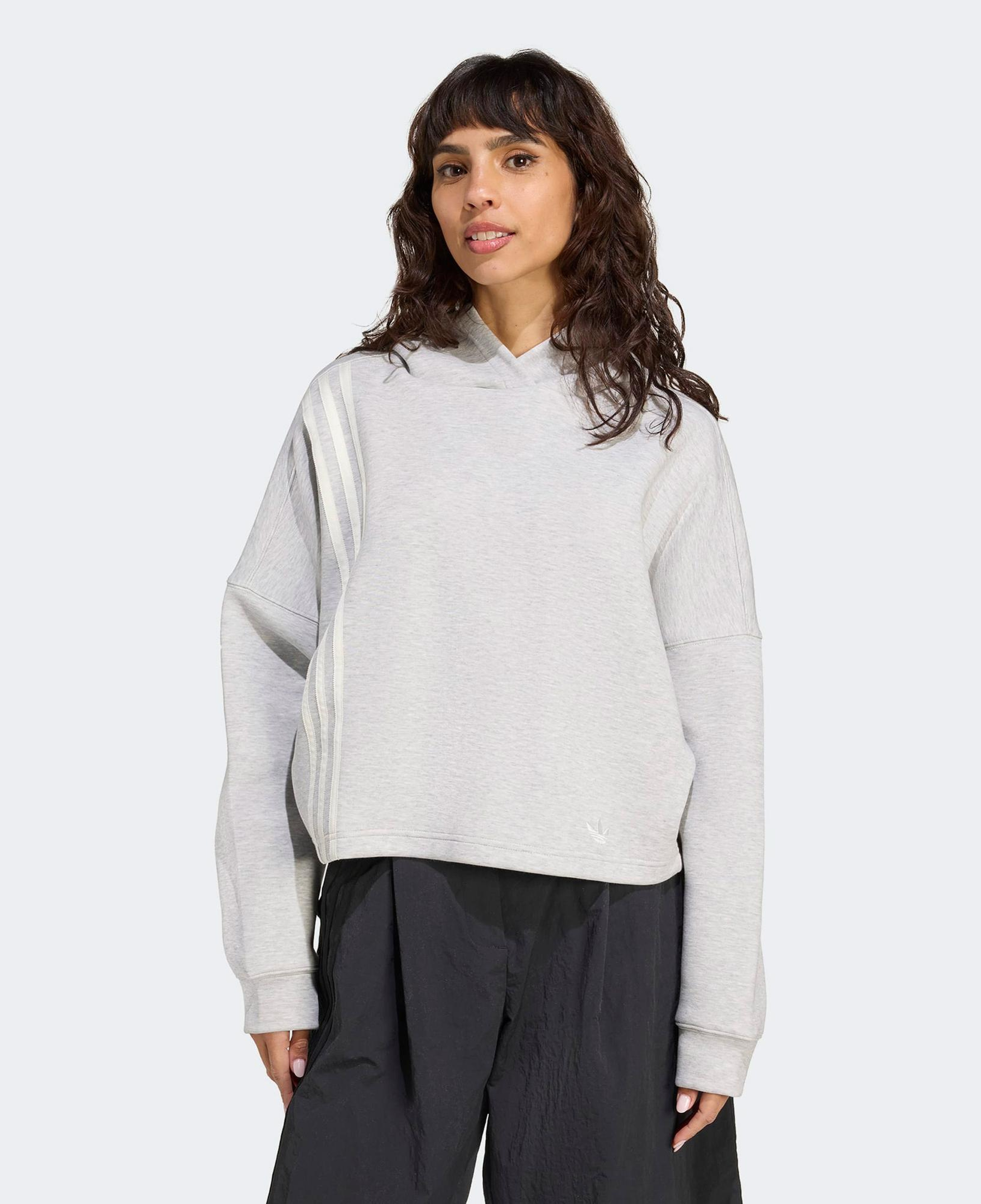adidas 3 Stripes Kadın Gri Hoodie