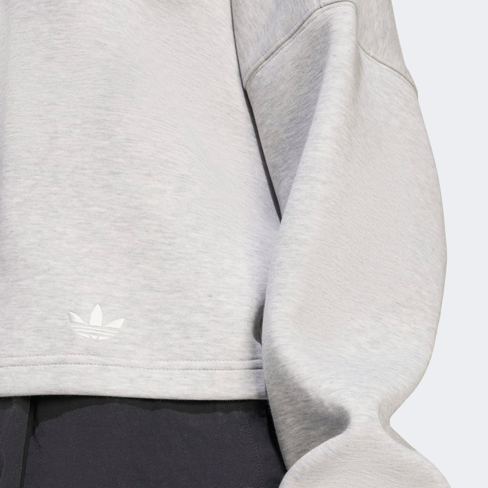 adidas 3 Stripes Kadın Gri Hoodie