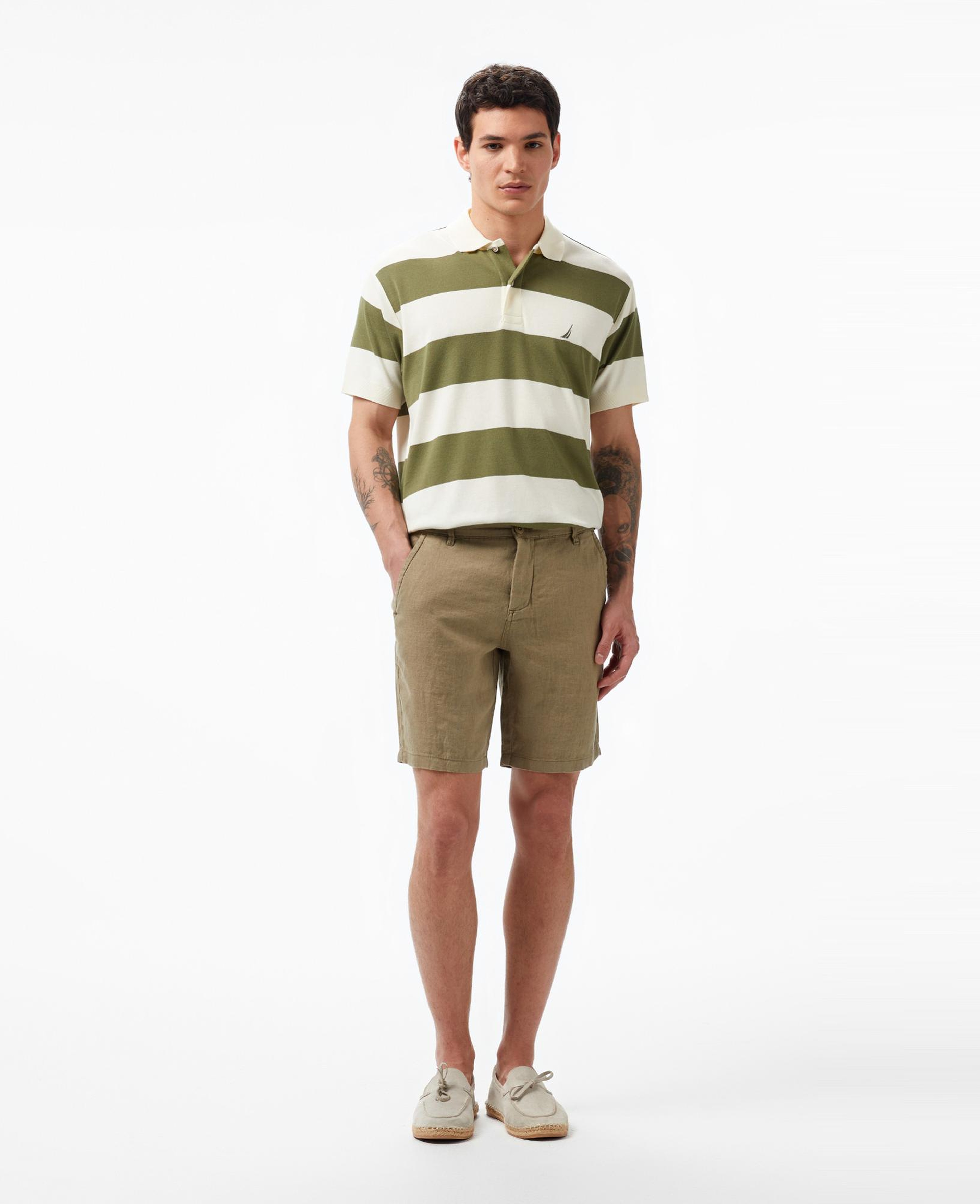 Nautica Erkek Yeşil Slim Fit Keten Şort