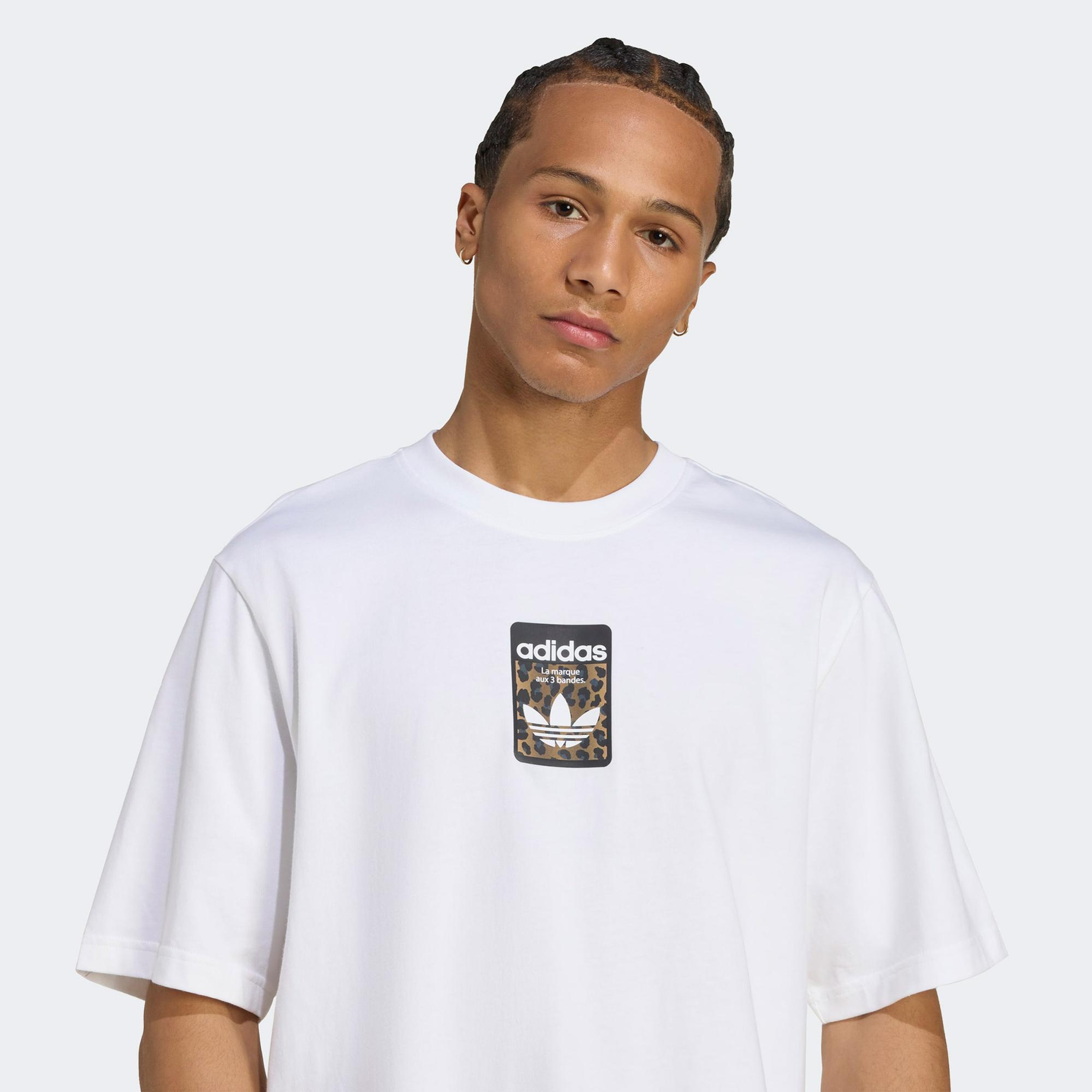 adidas Leo Oversize Erkek Beyaz T-Shirt