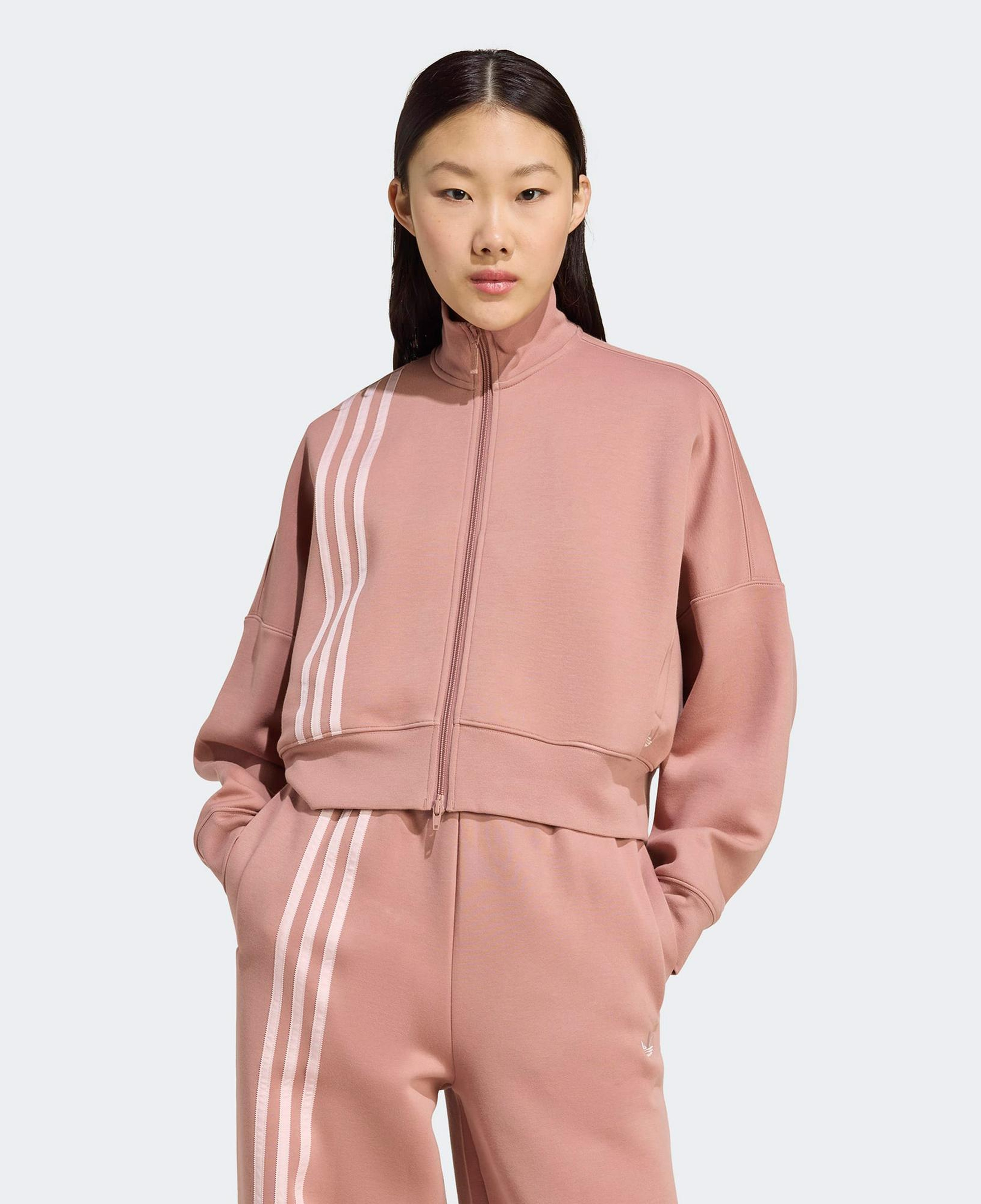 adidas 3 Stripes Zipup Kadın Kahverengi Sweatshirt