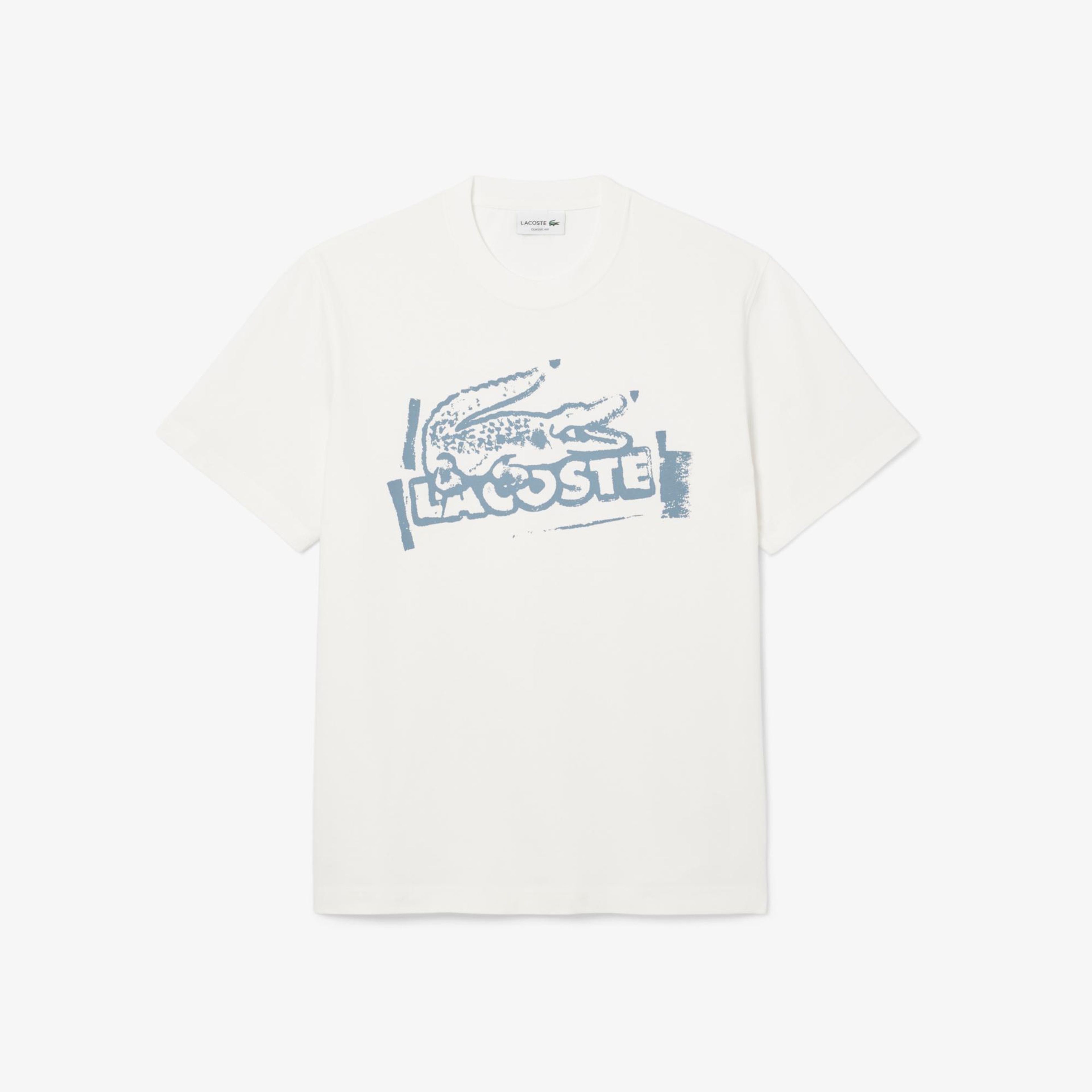 Lacoste Classic Fit Baskılı Erkek Bej T-Shirt