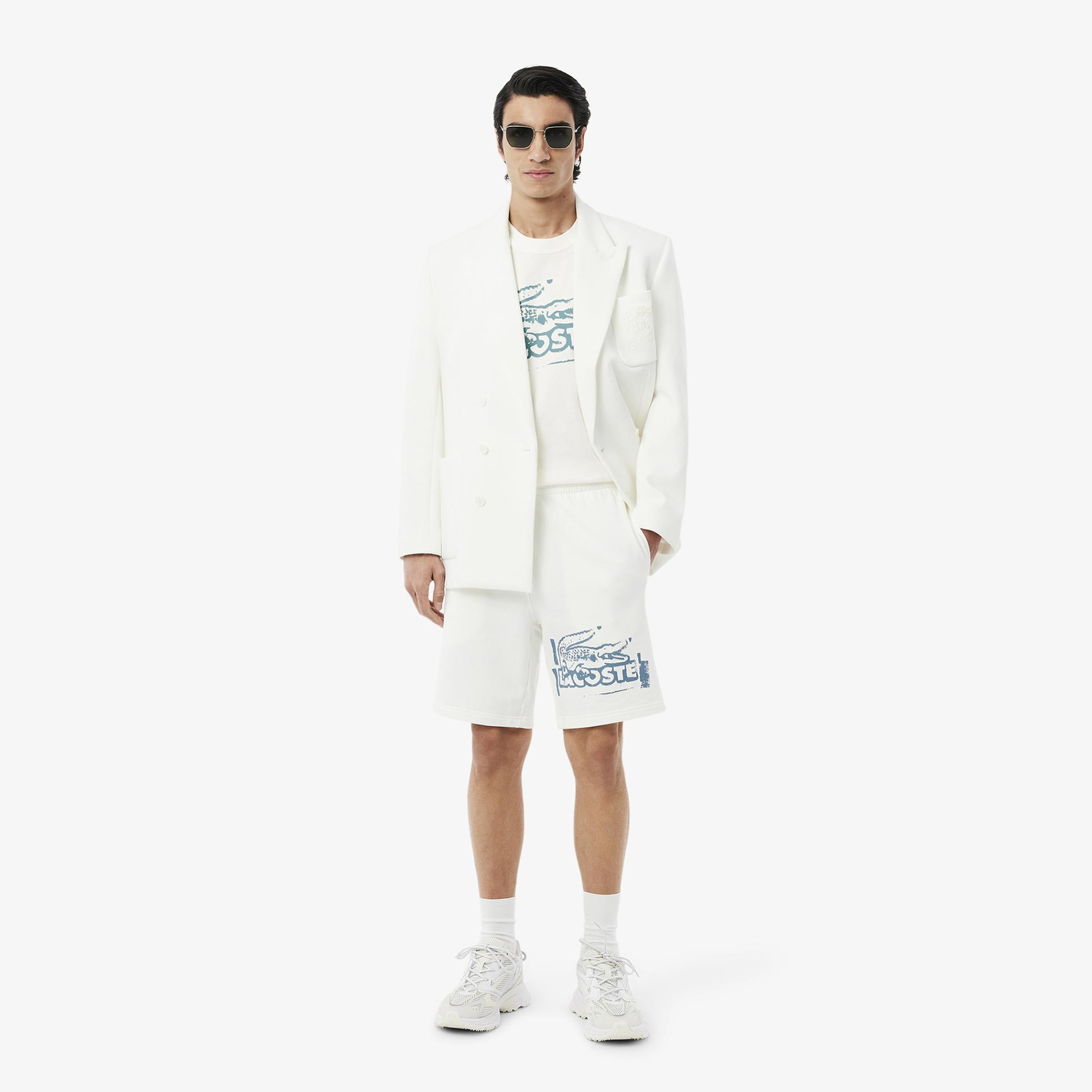 Lacoste Classic Fit Baskılı Erkek Bej T-Shirt