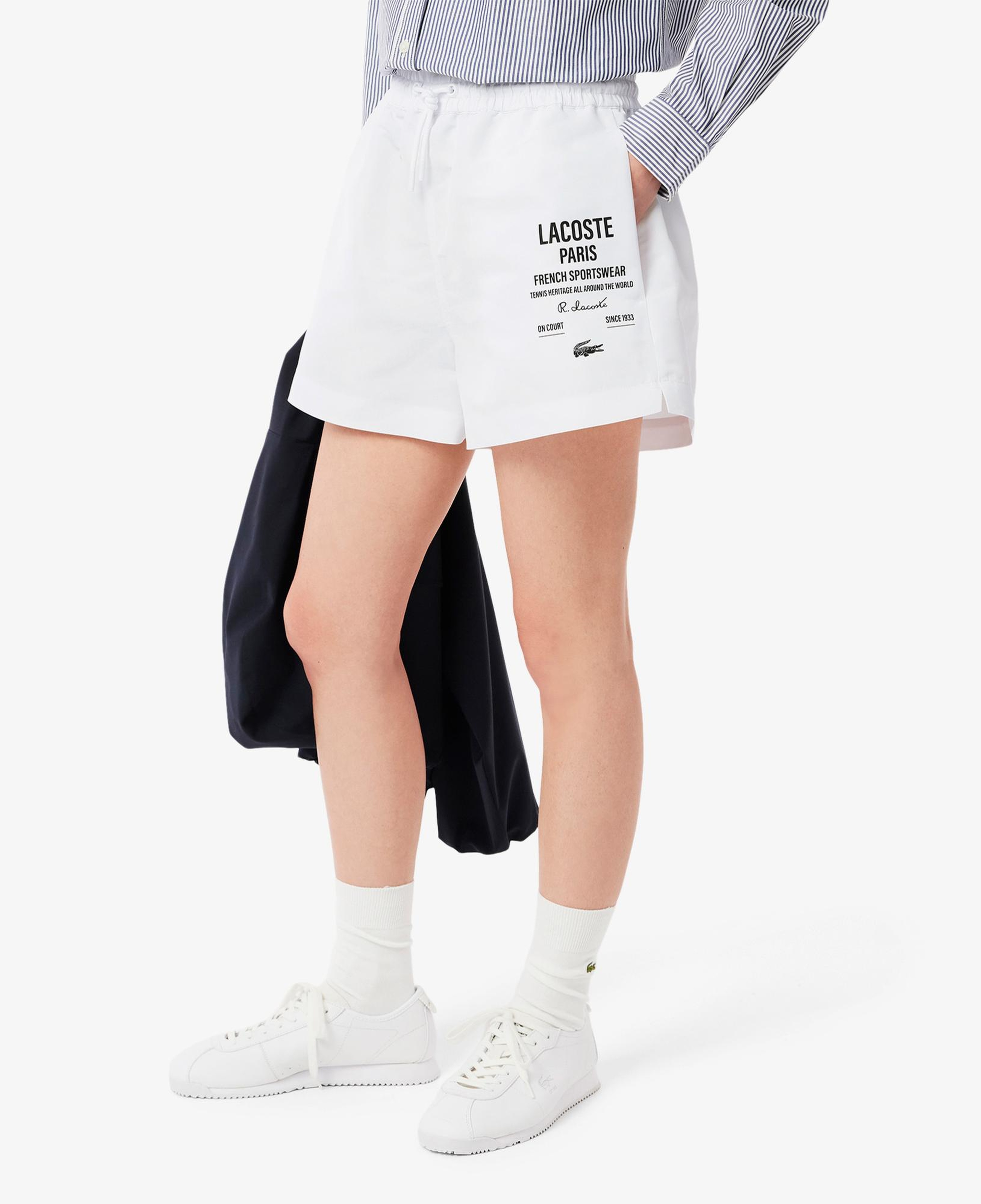Lacoste Long Print Kadın Beyaz Şort