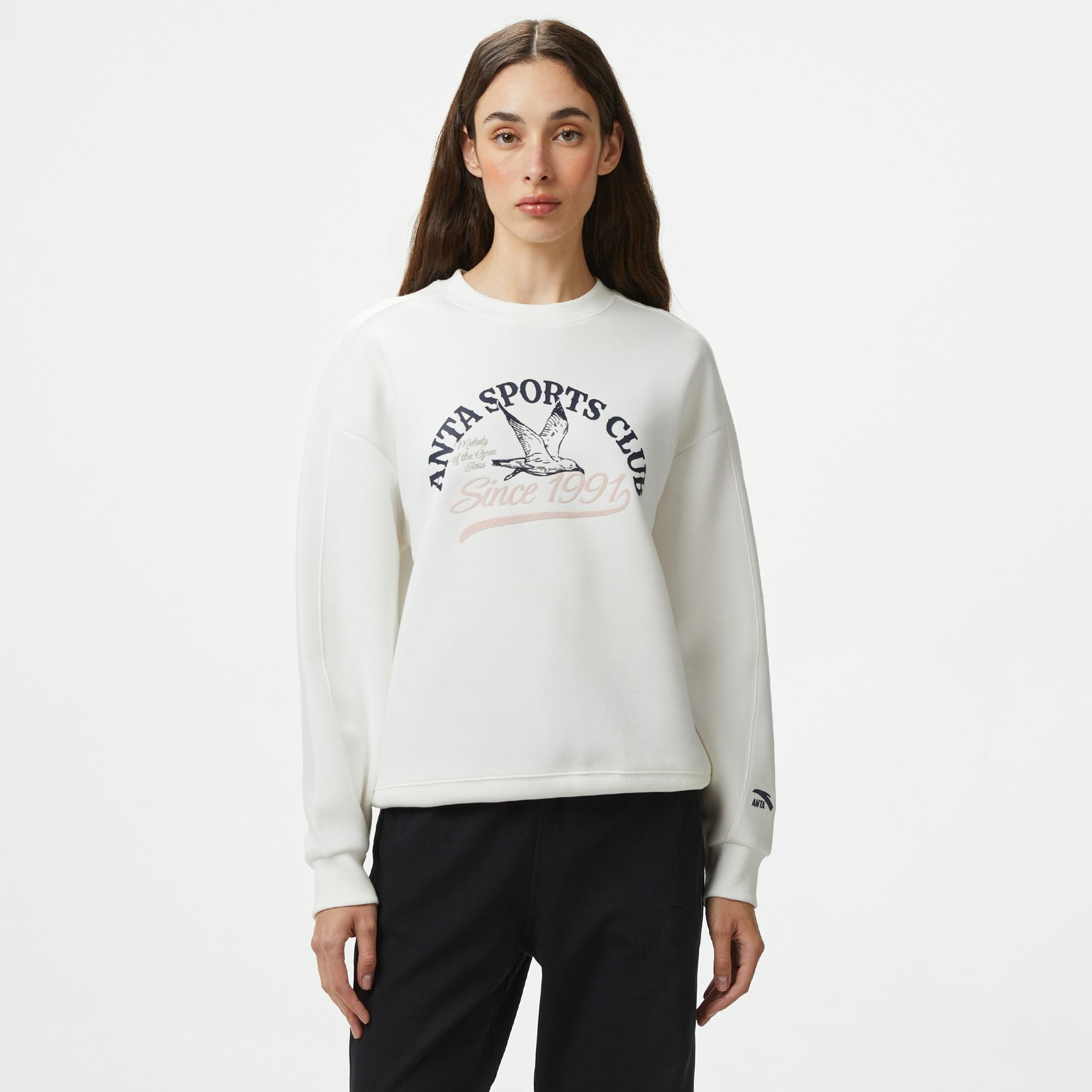 Anta Sports Club Kadın Beyaz Hoodie