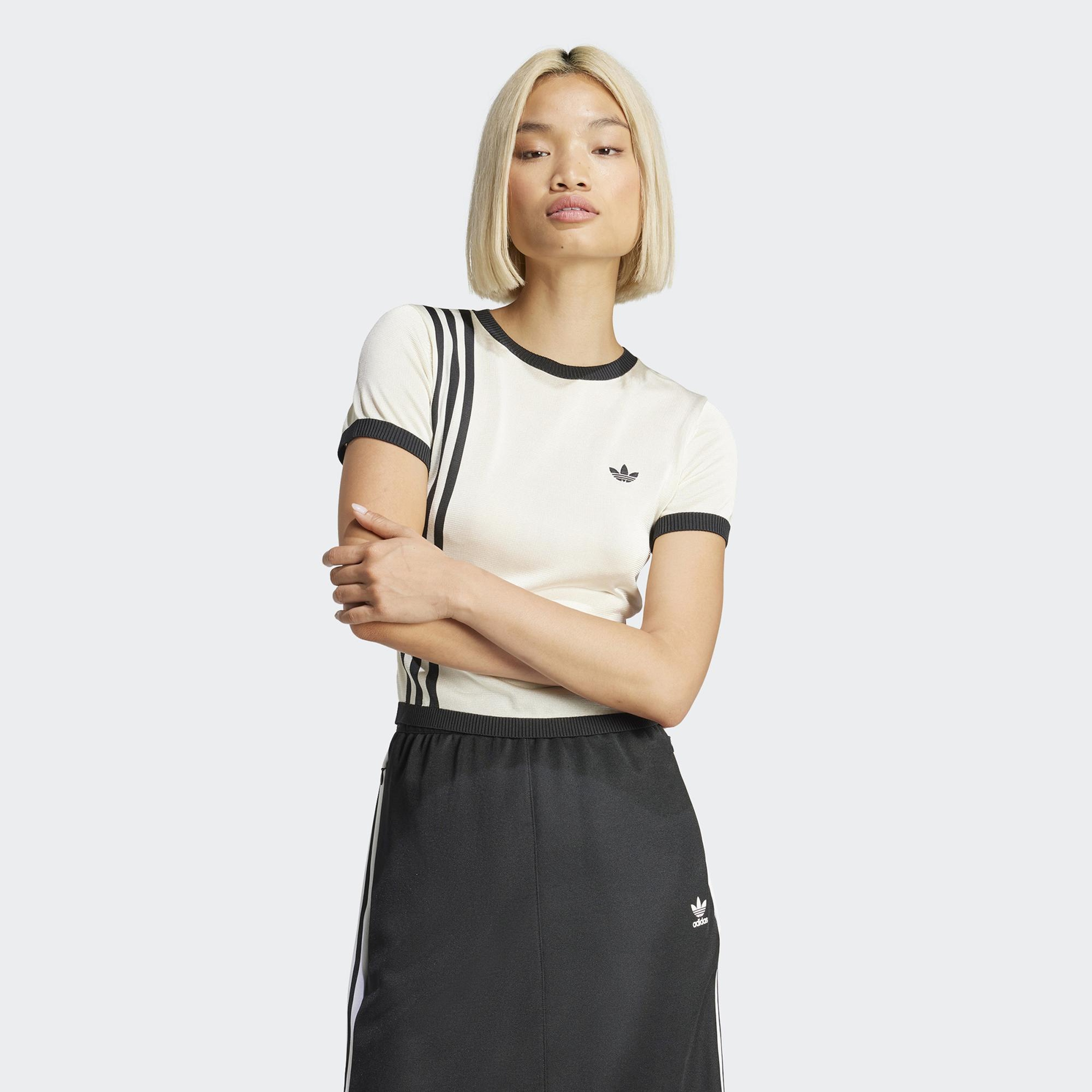 adidas Originals Knıtted 3S Beyaz Kadın T-Shirt