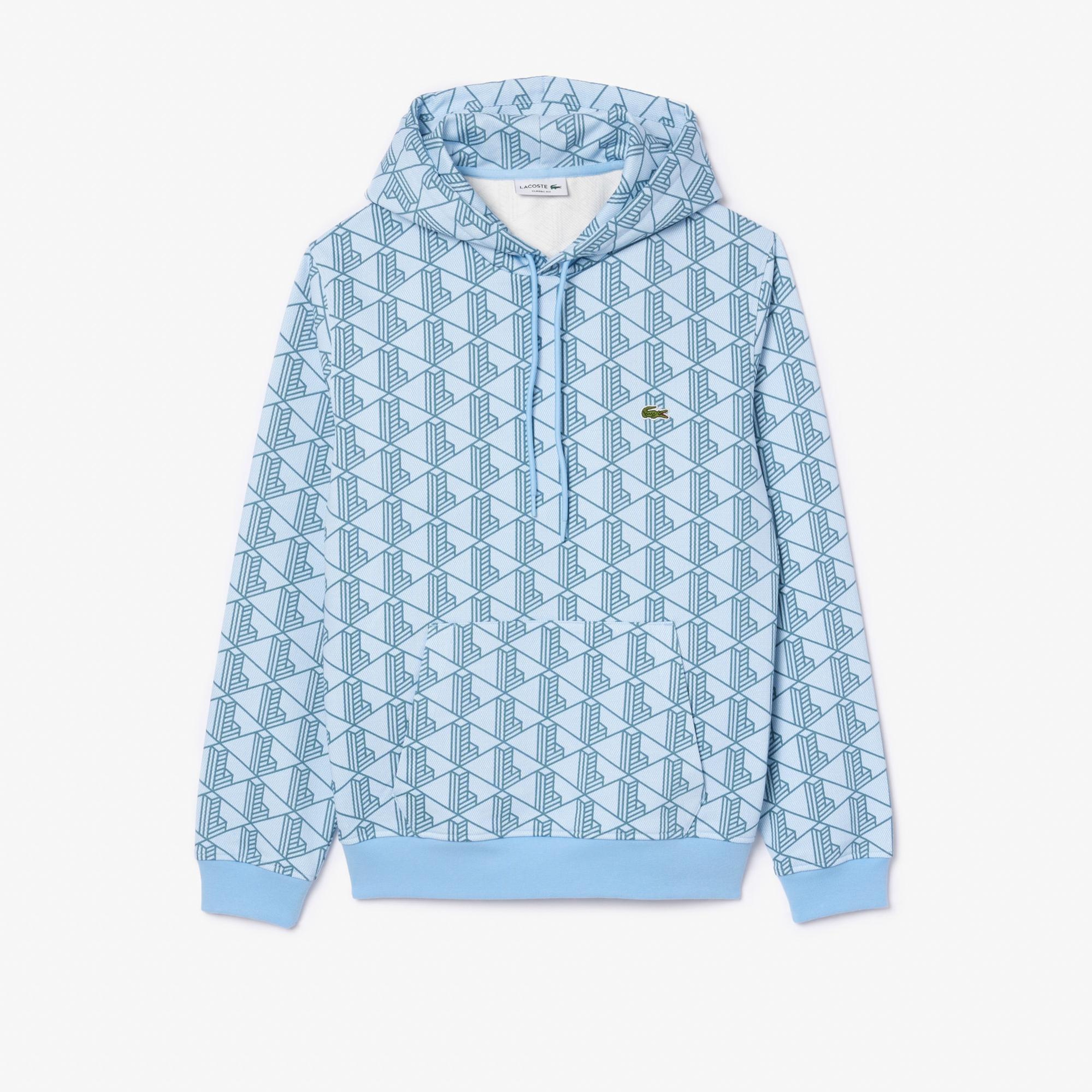 Lacoste Relaxed Fit Monogram Erkek Mavi Sweatshirt