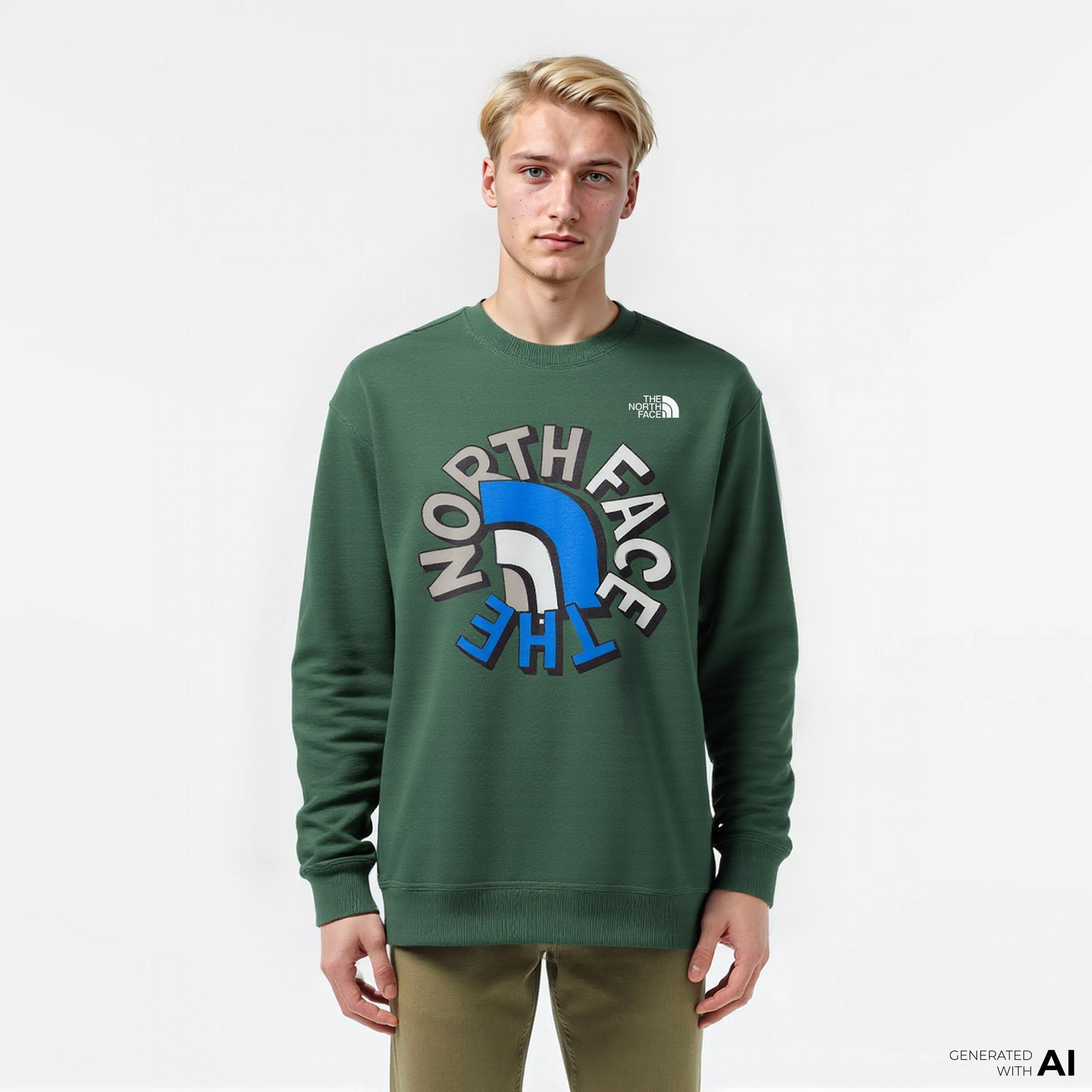 The North Face Oversized Crew Erkek Yeşil Mont