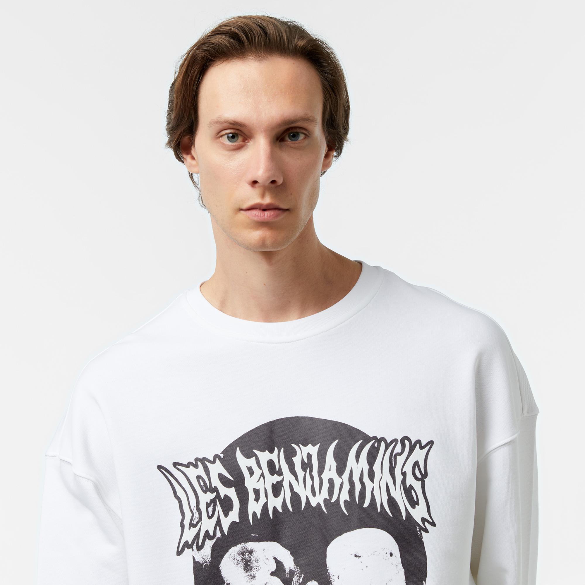 Les Benjamins 705 Unisex Beyaz Sweatshirt