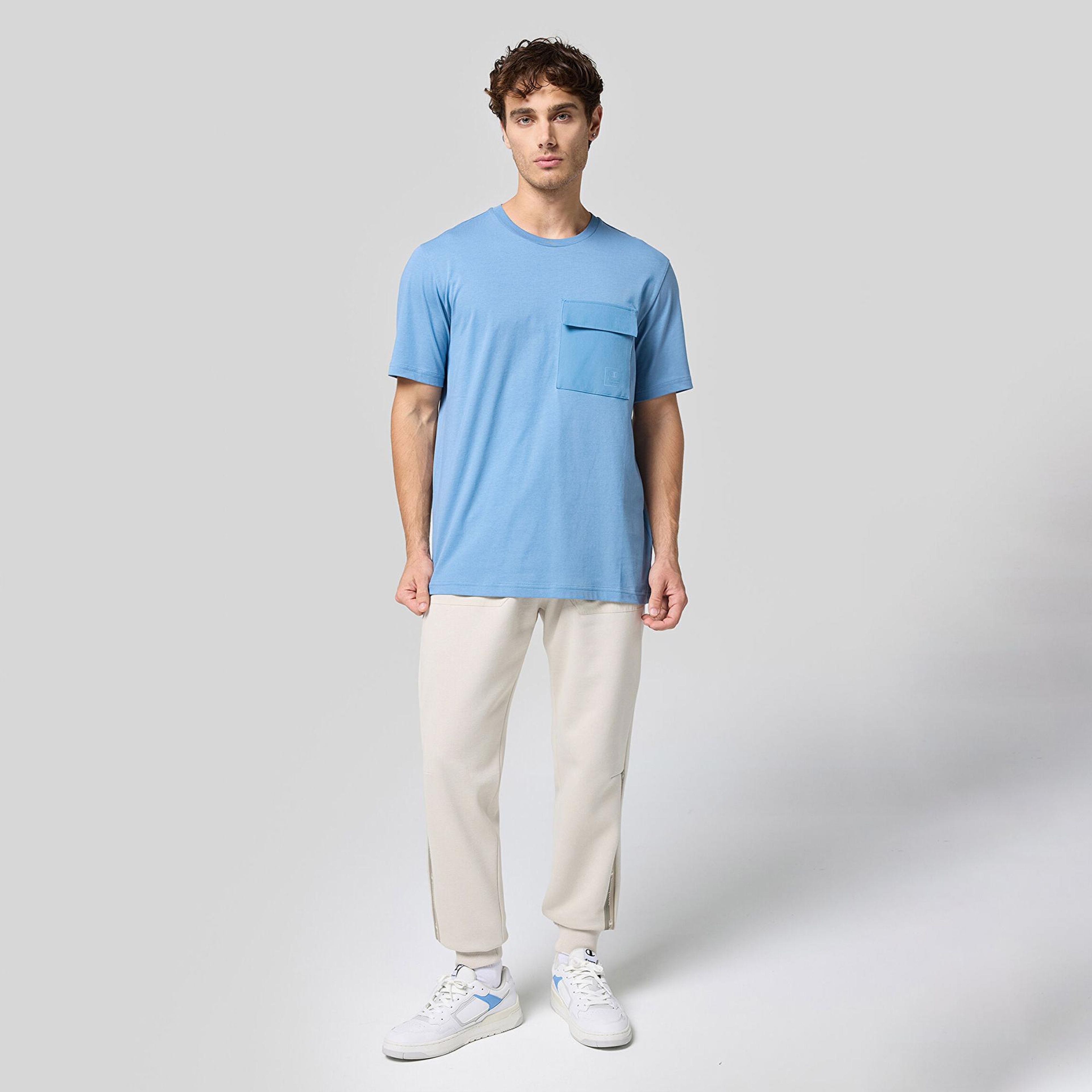 Champion Crewneck Erkek Mavi T-Shirt