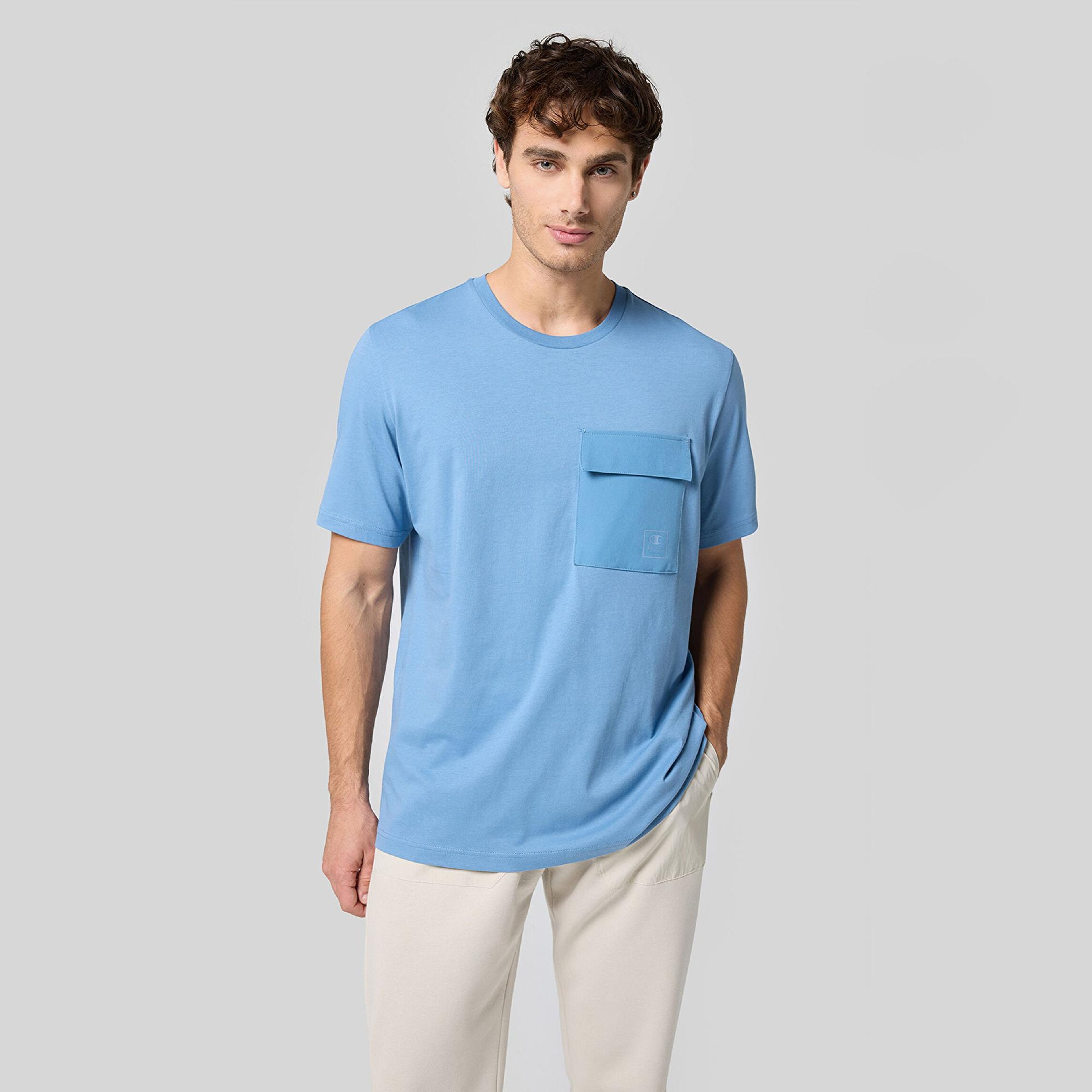 Champion Crewneck Erkek Mavi T-Shirt