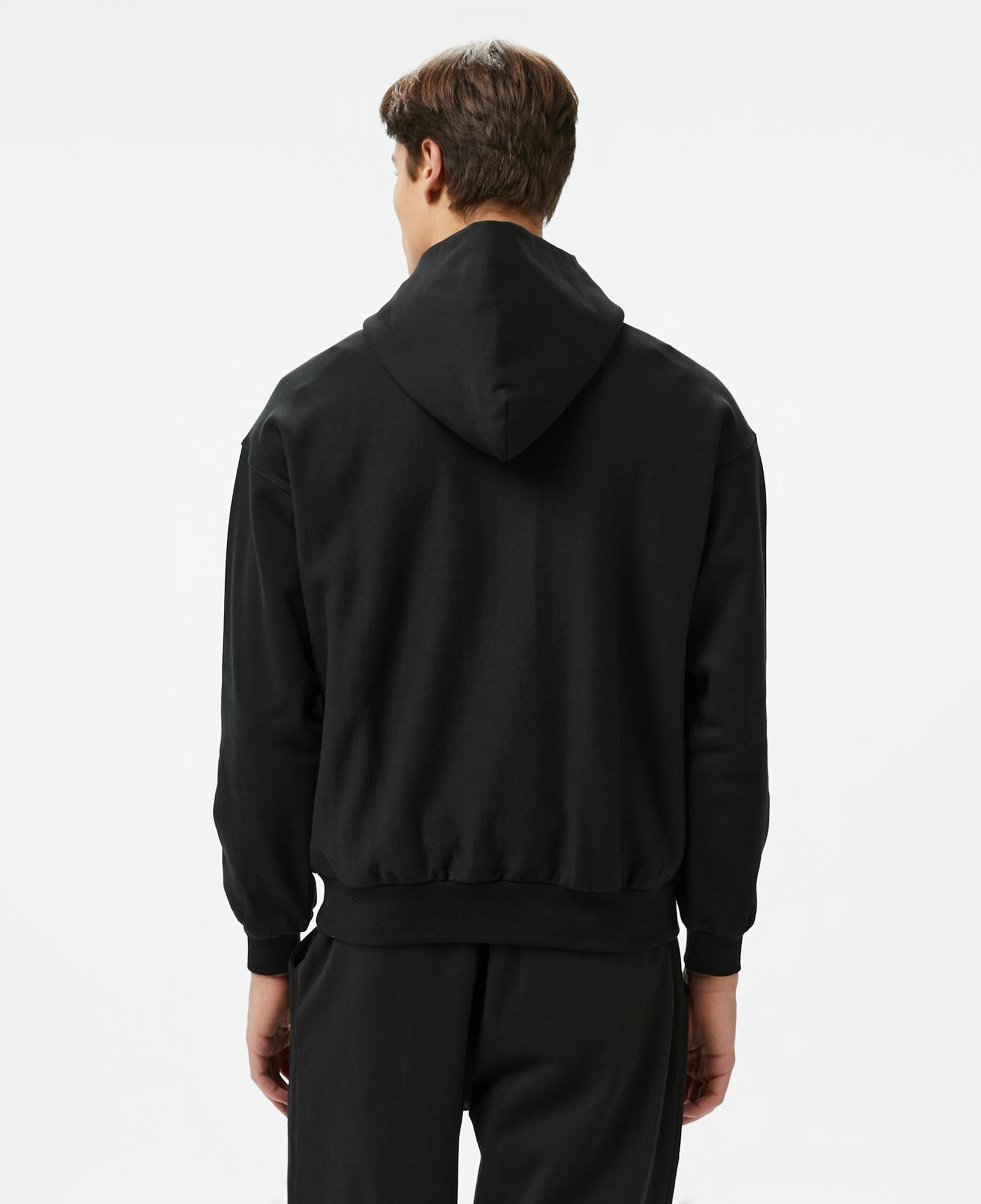 Huf Logo Applique Hooded Fleece Erkek Siyah Hoodie