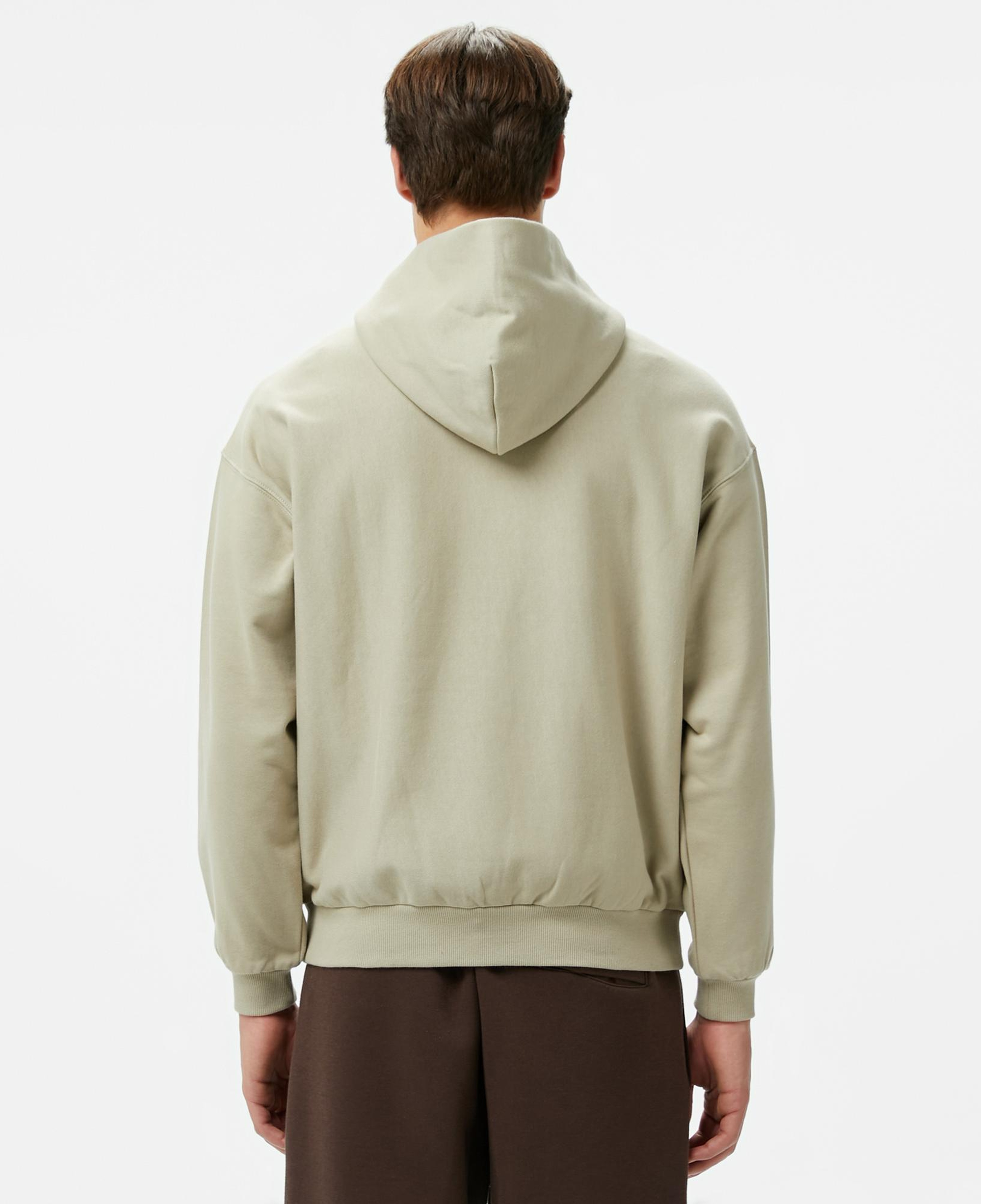 Huf Logo Applique Hooded Fleece Erkek Bej Hoodie