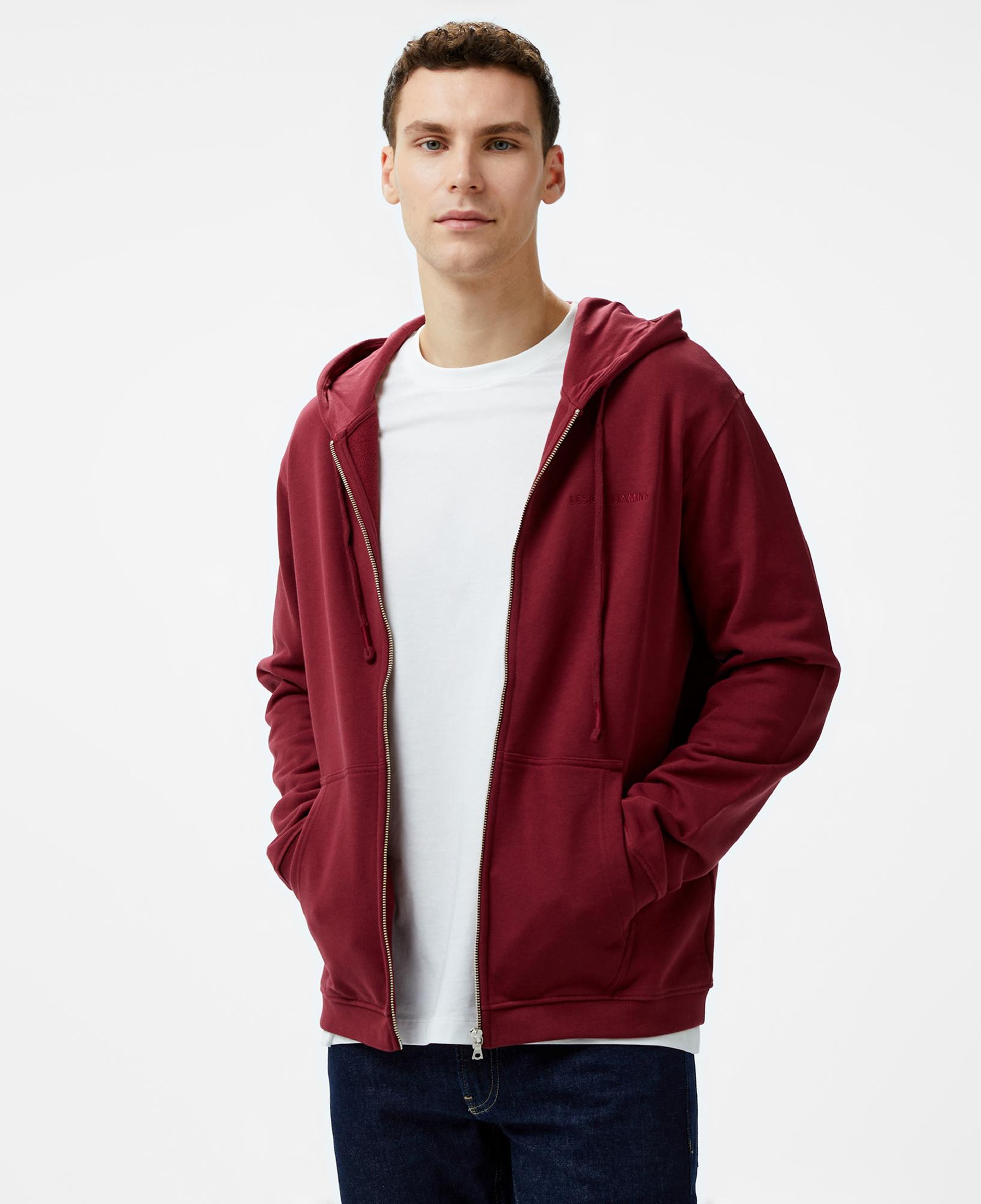 Les Benjamins Zip 301 Erkek Bordo Hoodie