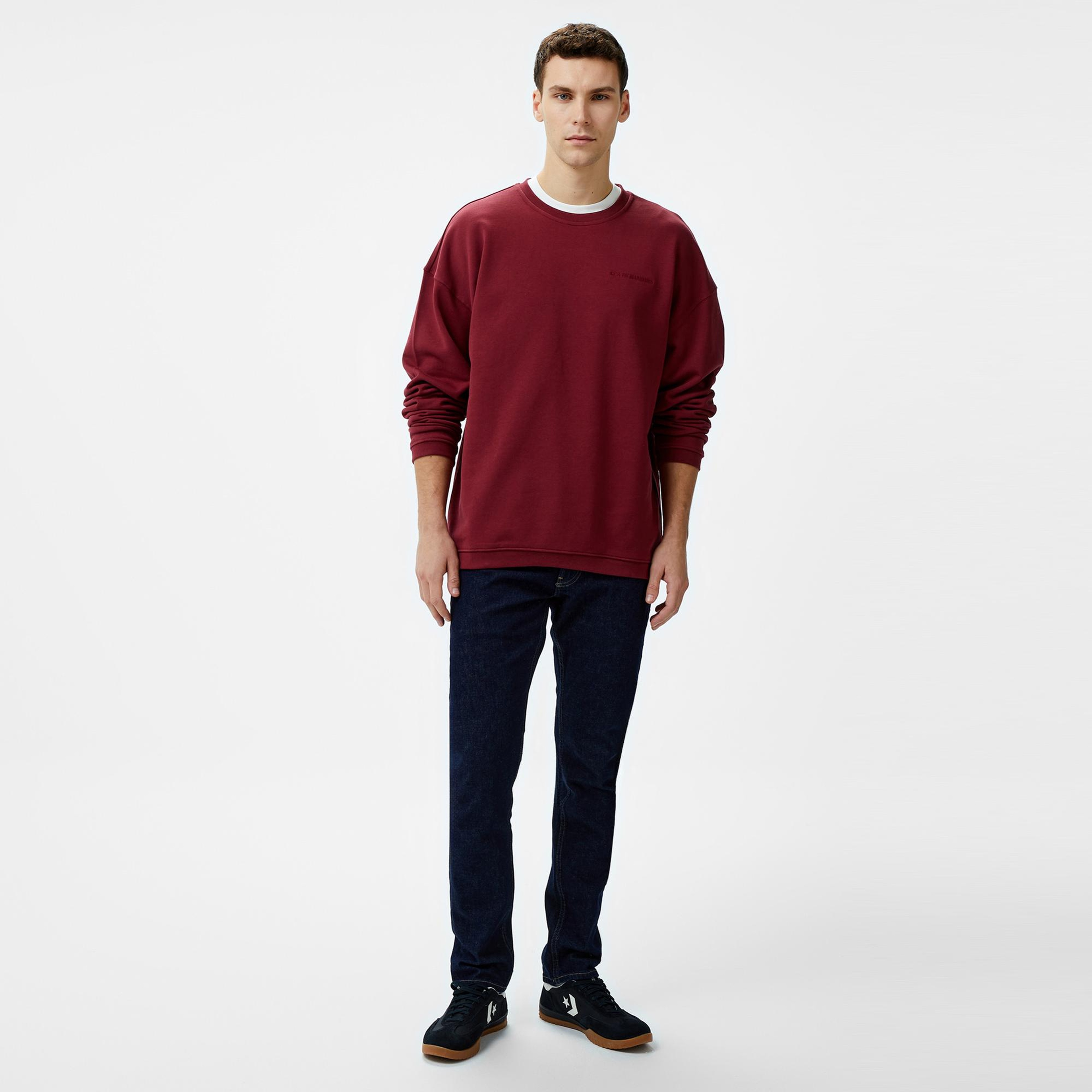 Les Benjamins 301 Erkek Bordo Sweatshirt