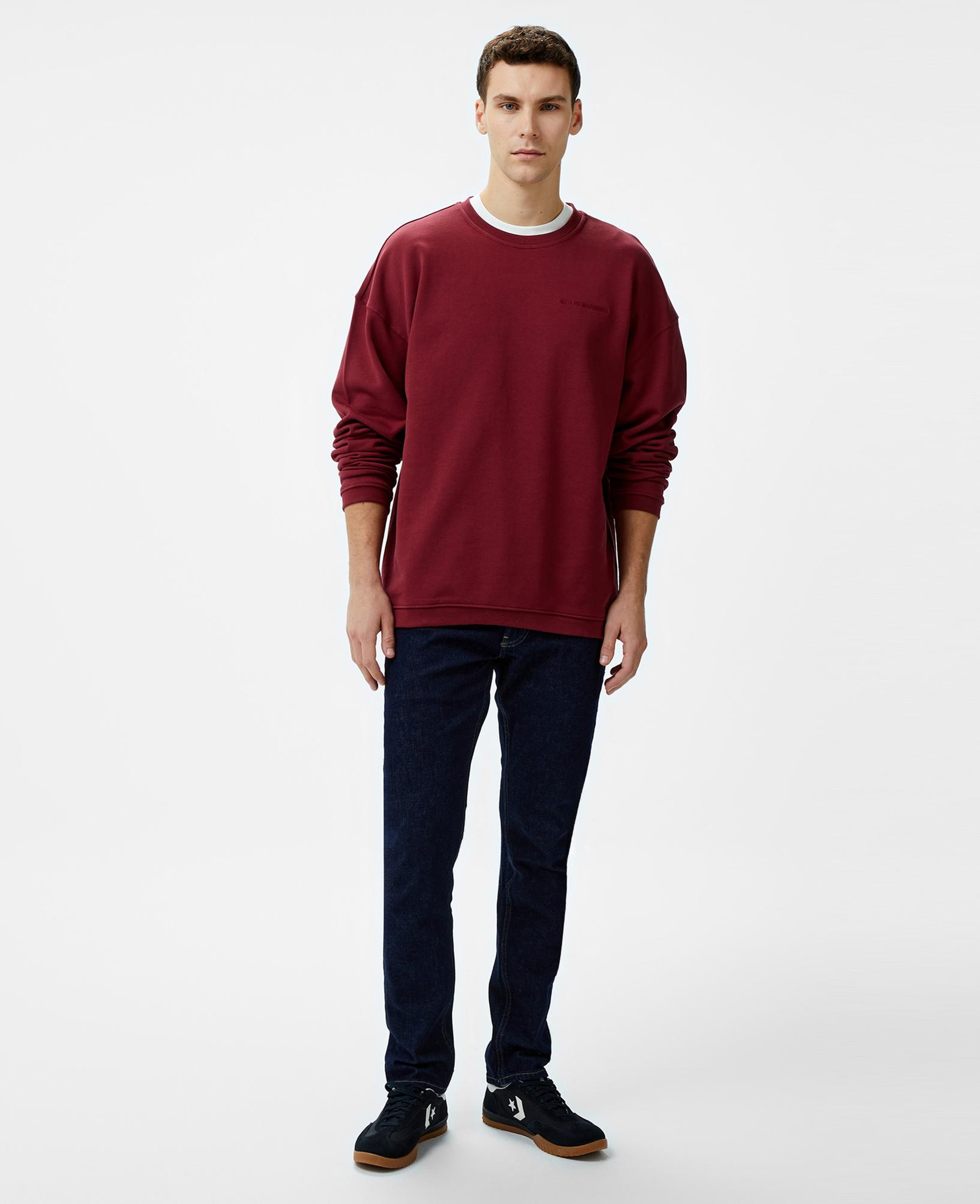Les Benjamins 301 Erkek Bordo Sweatshirt