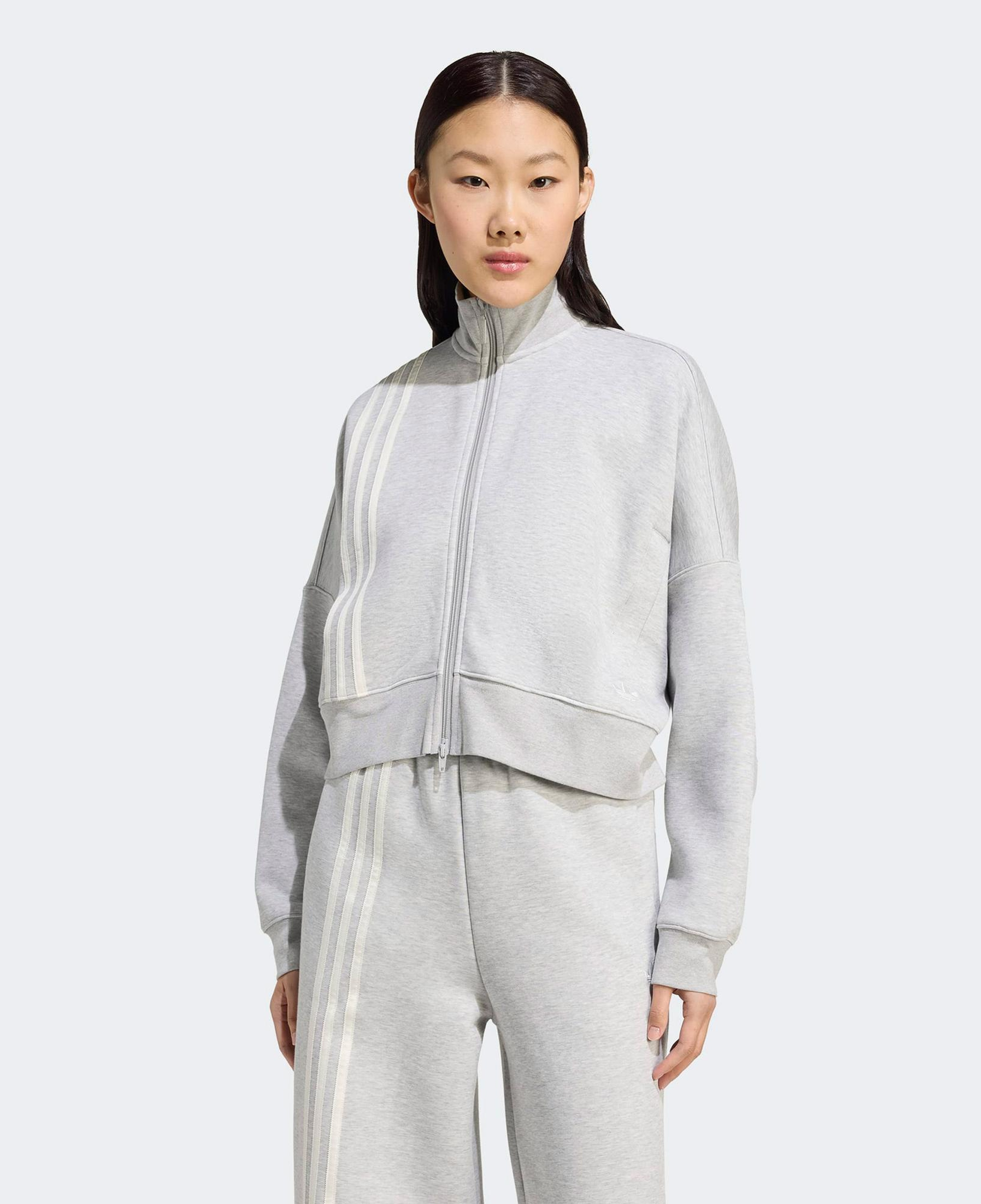 adidas Off Placed 3 Çizgili Kadın Gri Hırka