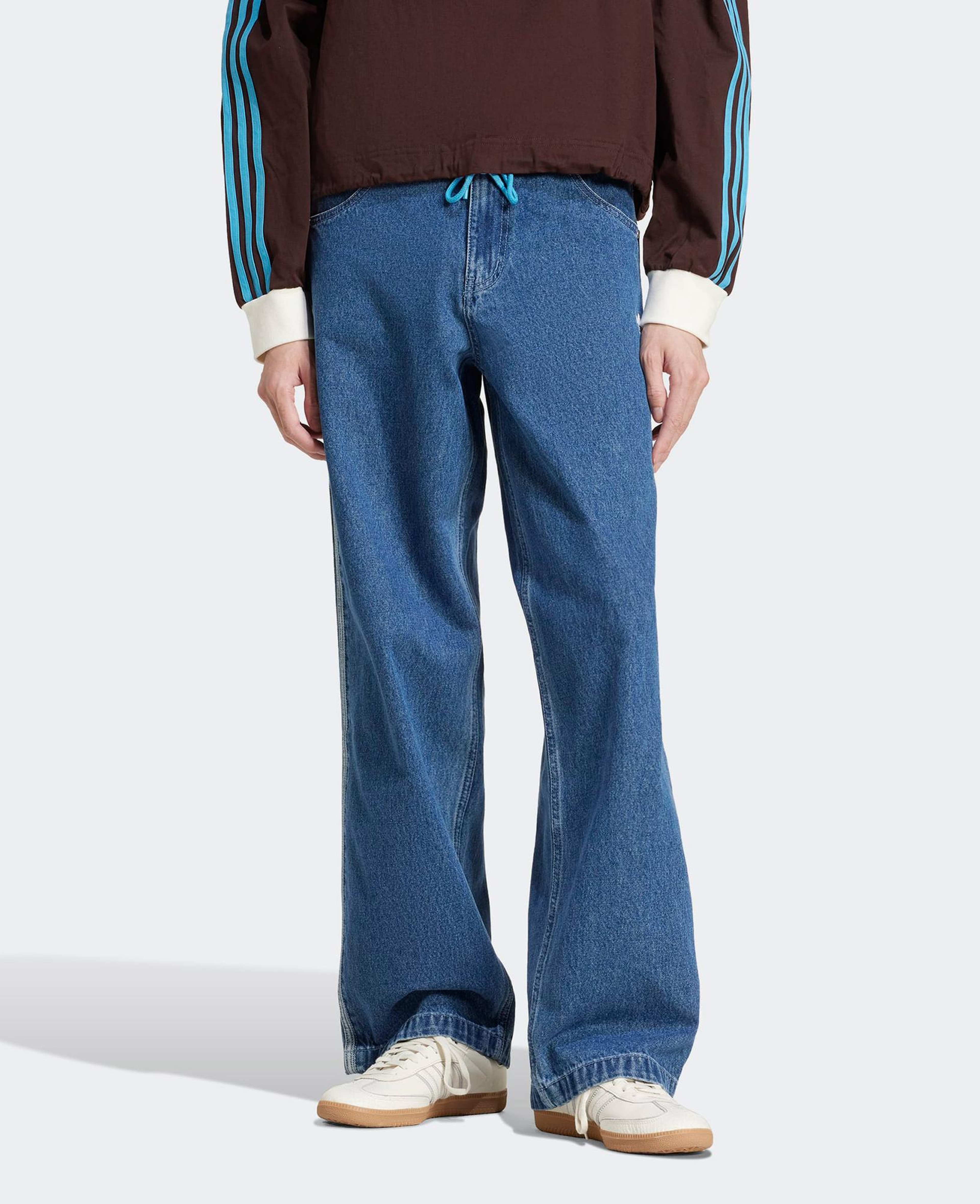 adidas Adicolor Firebird Erkek Denim Mavi Pantolon