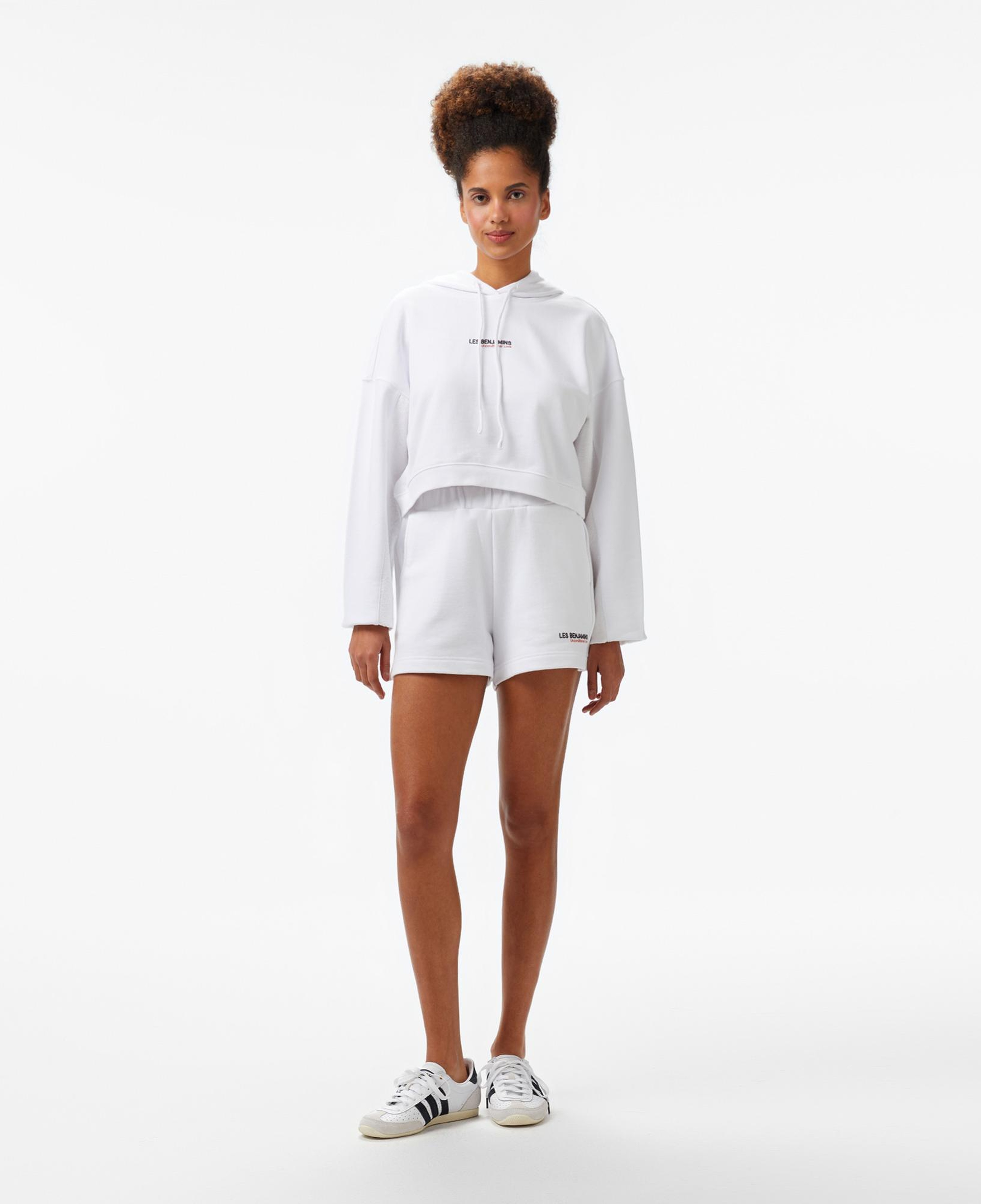 Les Benjamins Kadın Beyaz Crop Hoodie