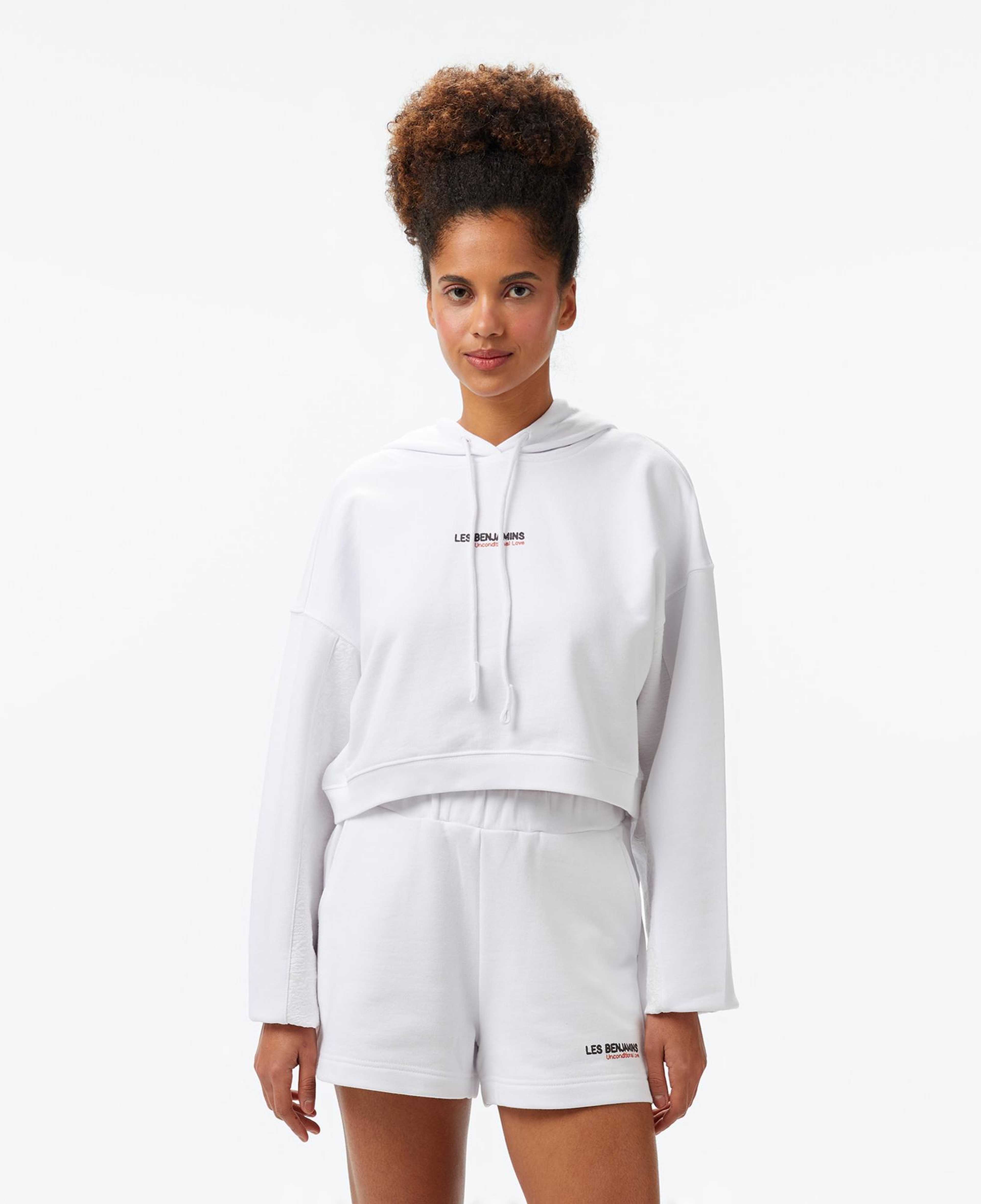 Les Benjamins Kadın Beyaz Crop Hoodie