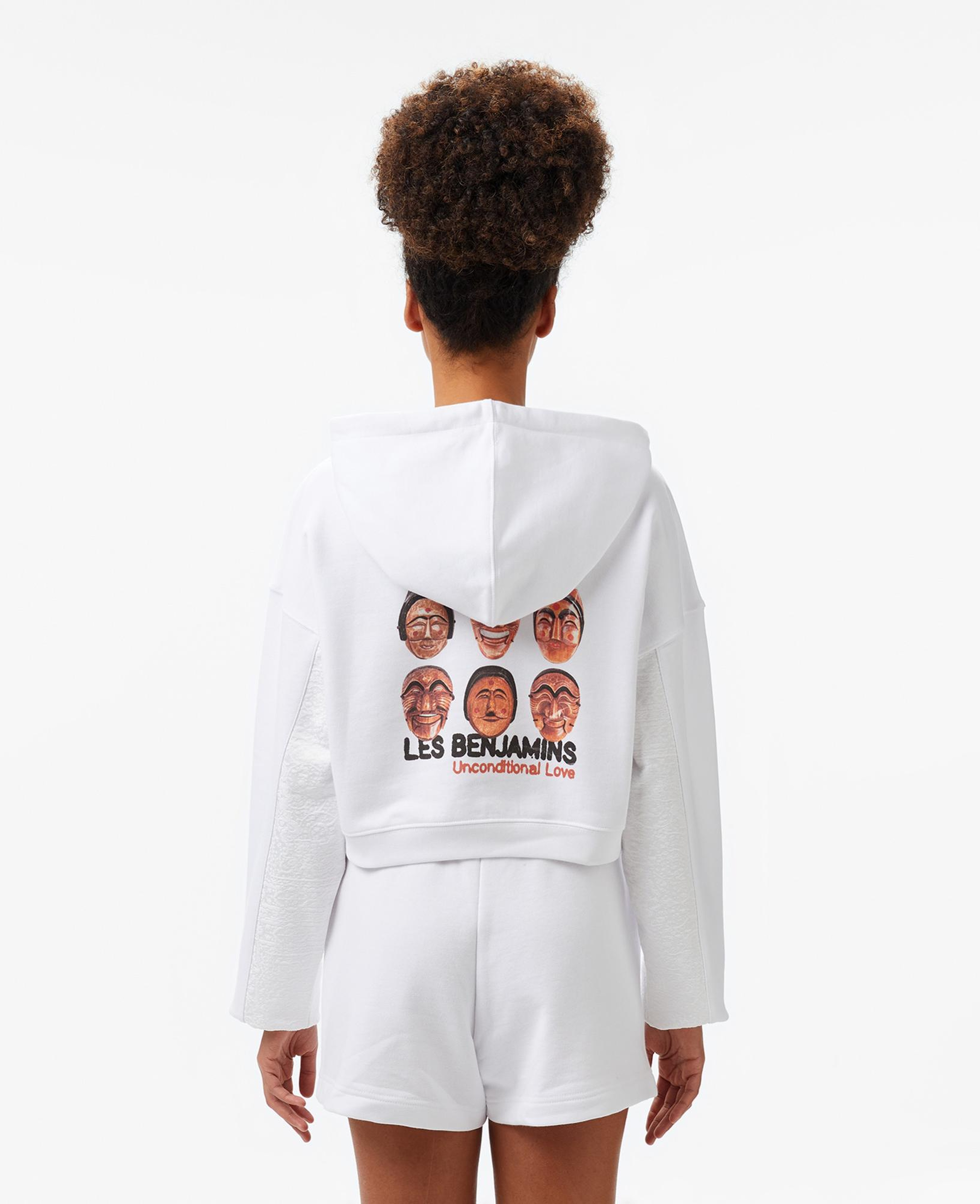 Les Benjamins Kadın Beyaz Crop Hoodie