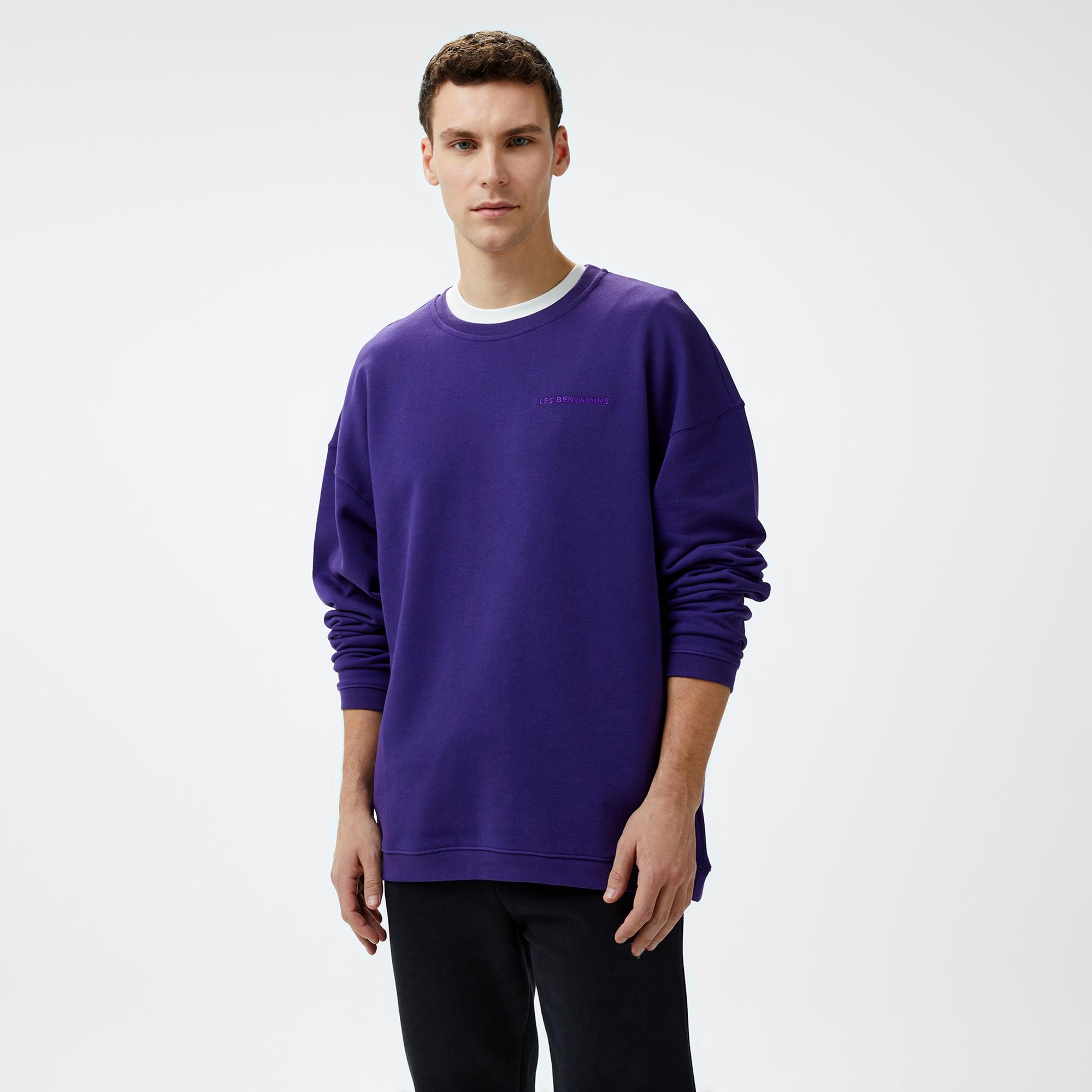 Les Benjamins 303 Erkek Mor Sweatshirt