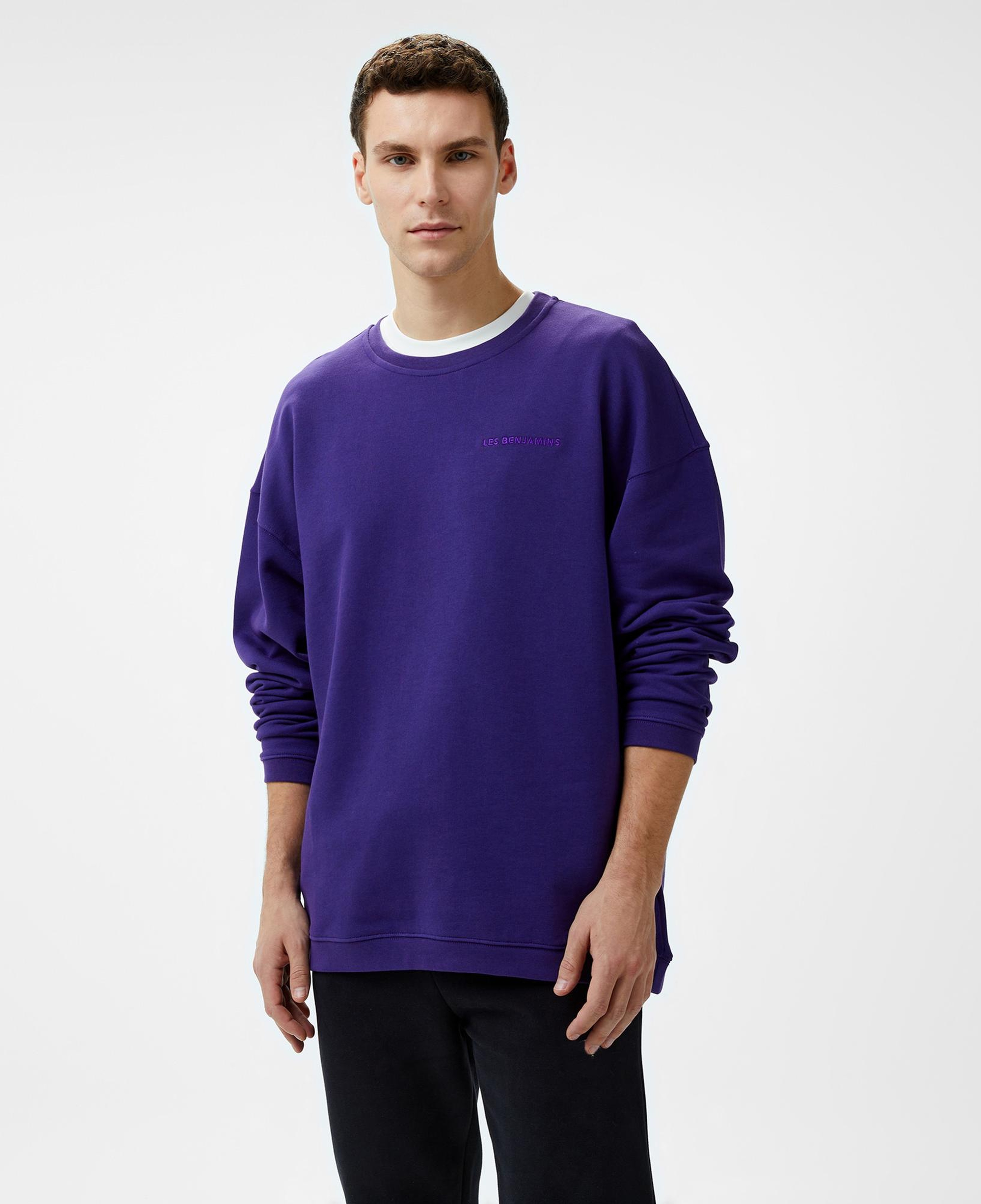 Les Benjamins 303 Erkek Mor Sweatshirt