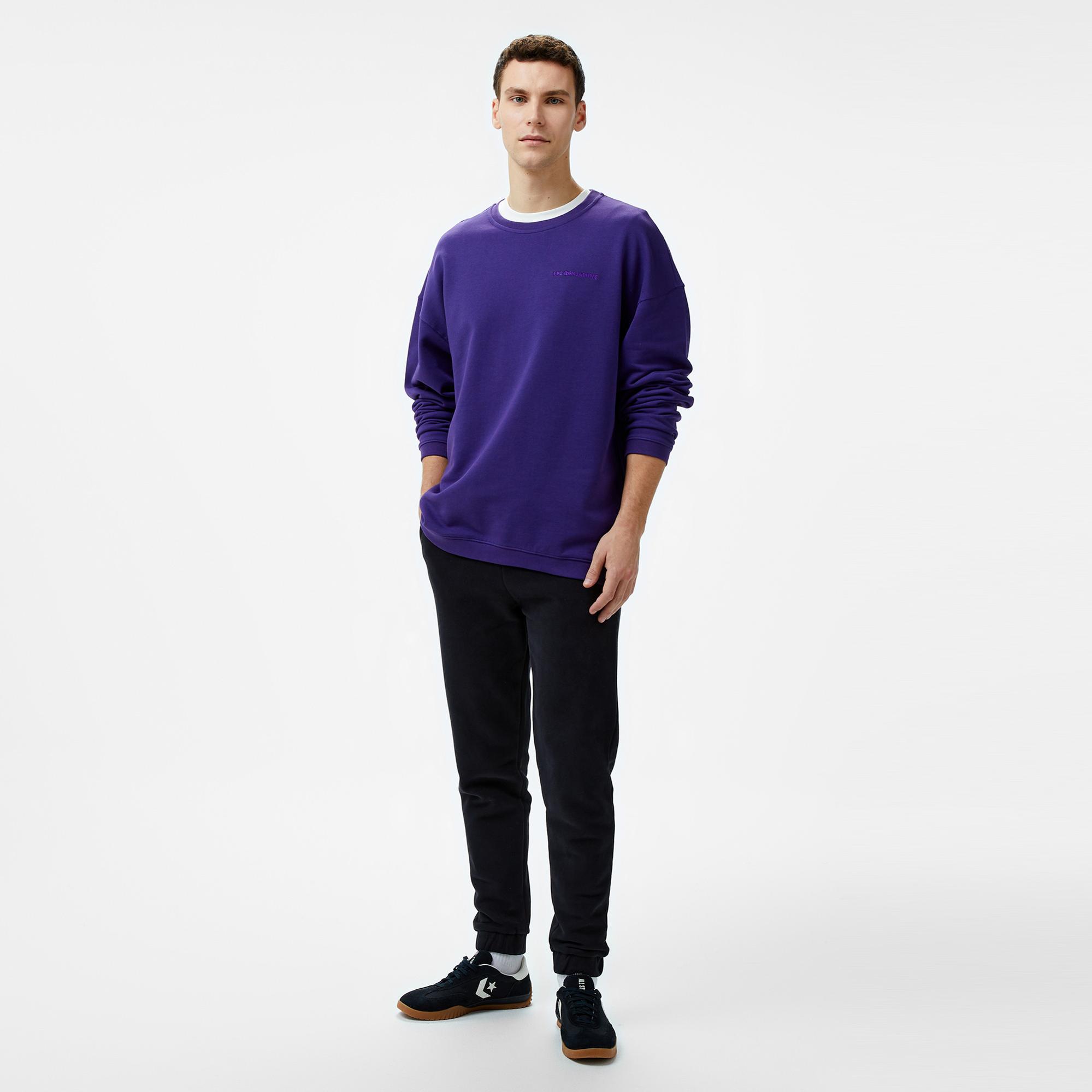 Les Benjamins 303 Erkek Mor Sweatshirt