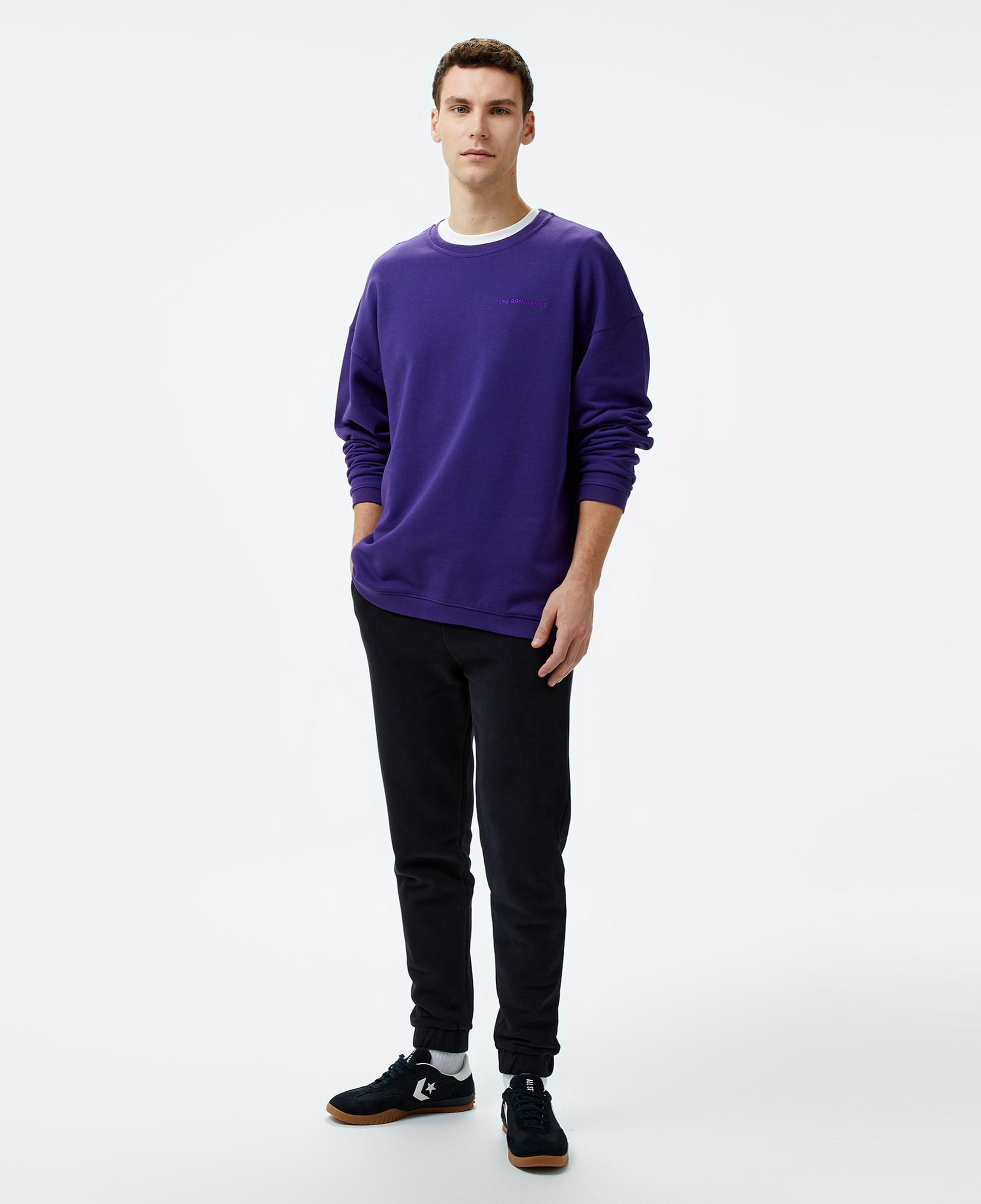 Les Benjamins 303 Erkek Mor Sweatshirt