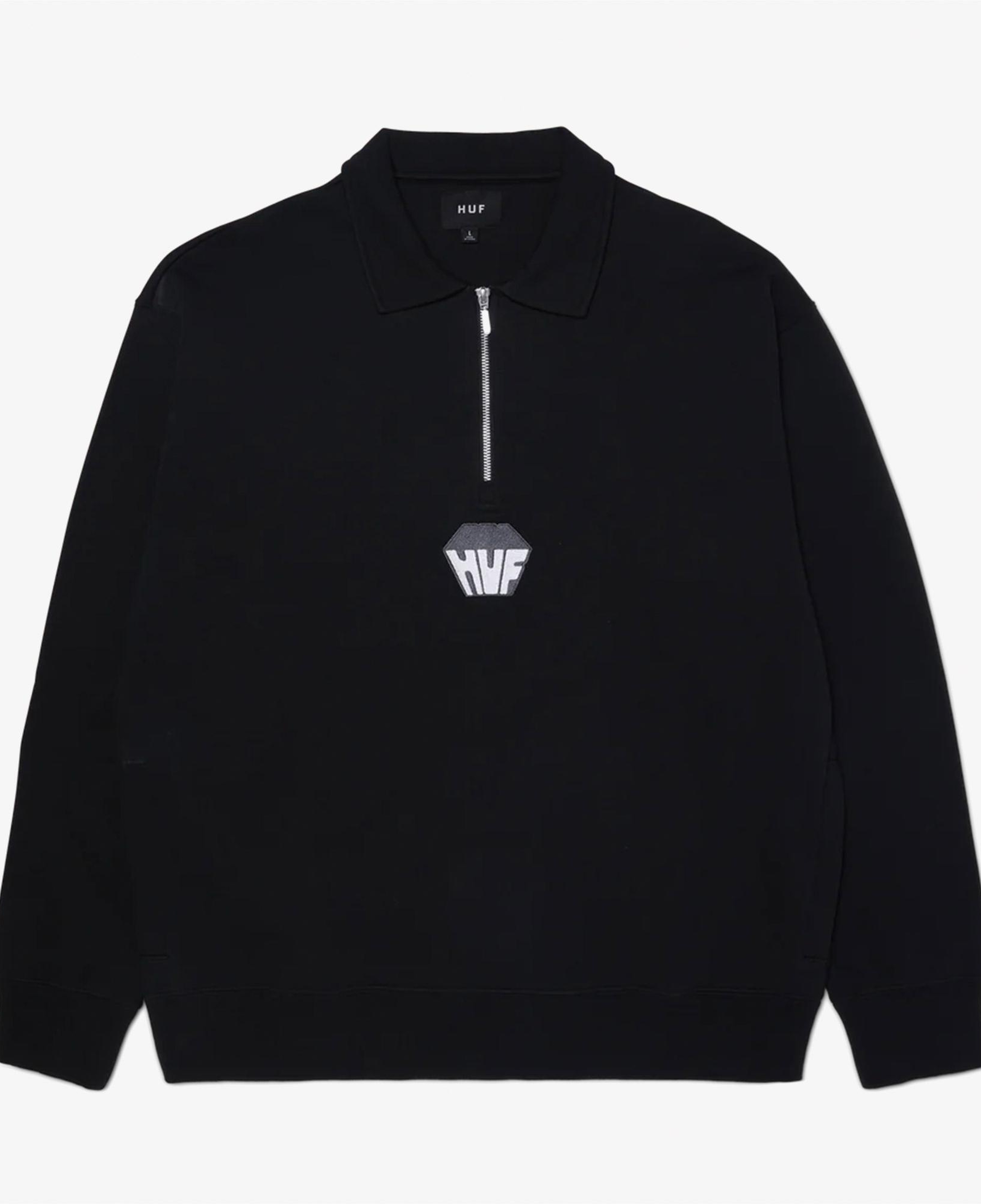 Huf Big Block 1/4 French Terry Zip Erkek Siyah Ceket