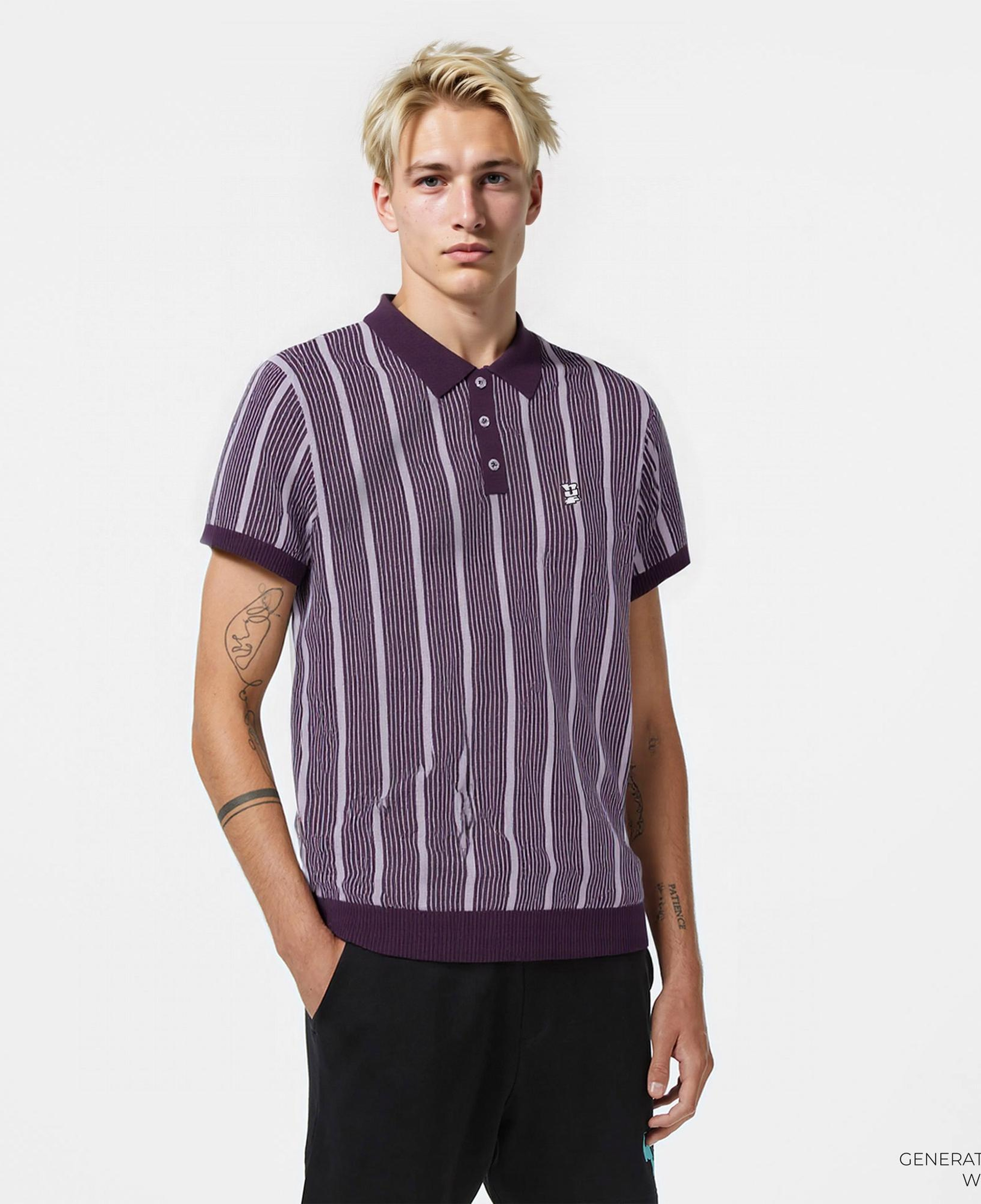 Huf Trace Stripe Erkek Mor Gömlek