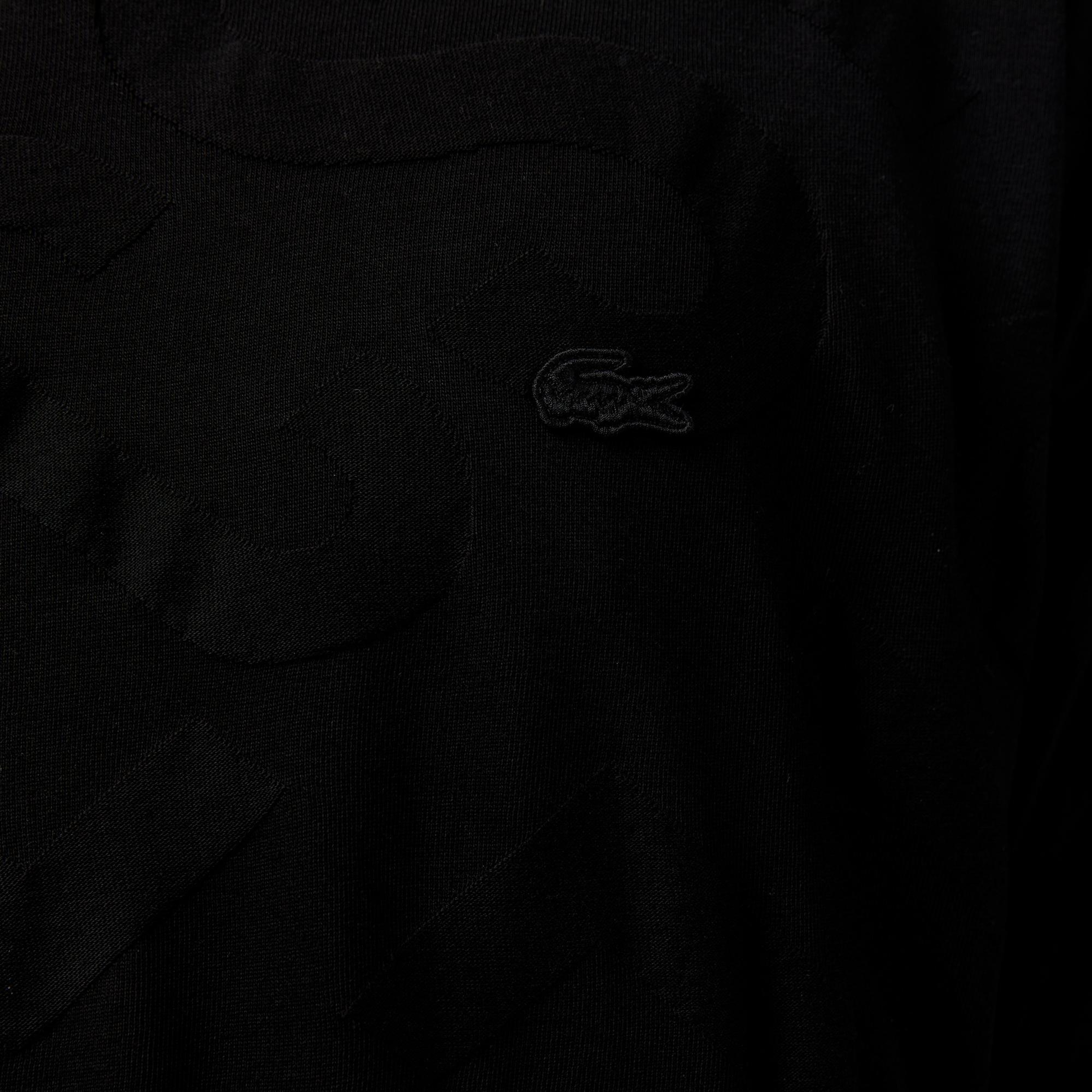 Lacoste Erkek Bisiklet Yaka Desenli Siyah T-Shirt