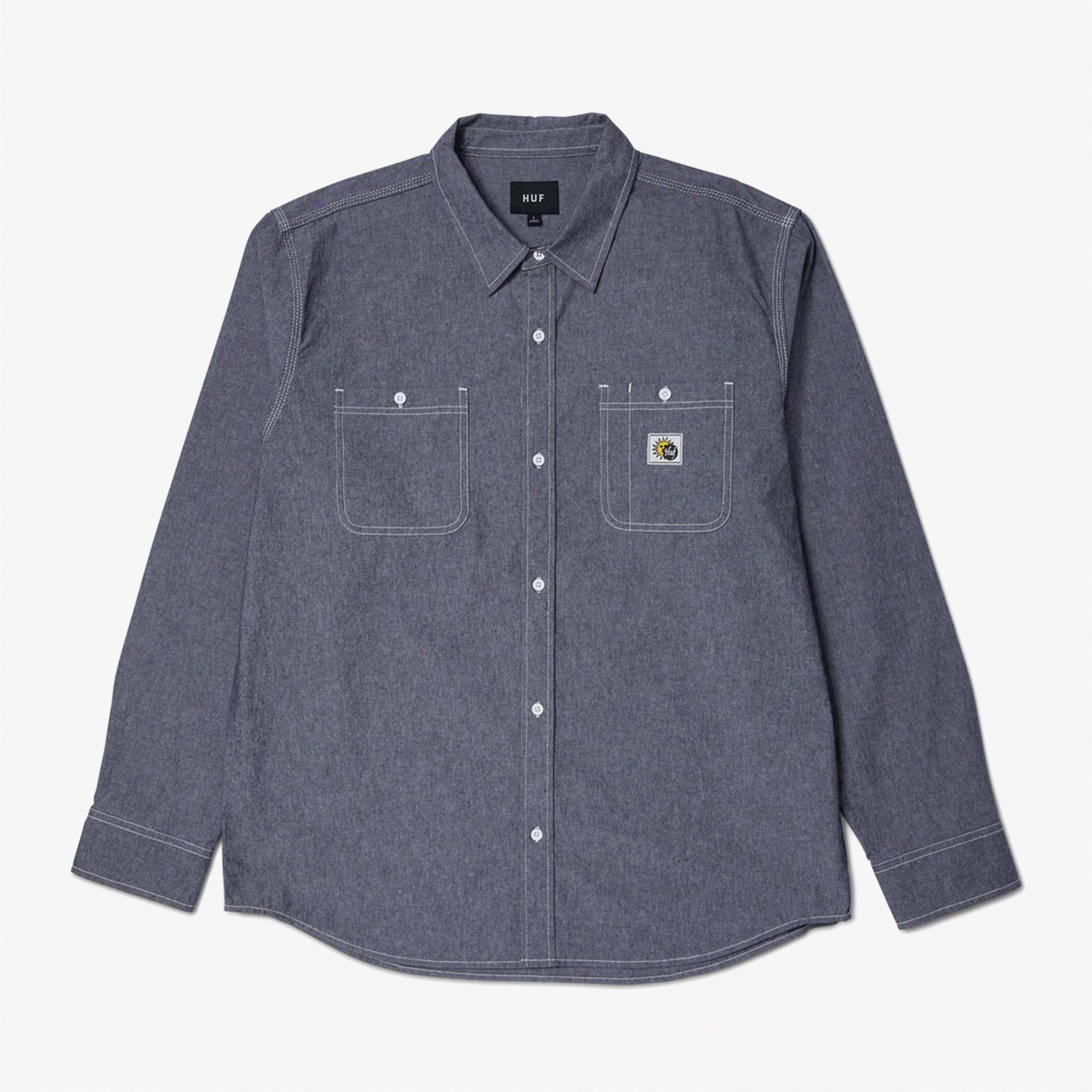 Huf Total Eclipse Chambray Erkek Gri Gömlek
